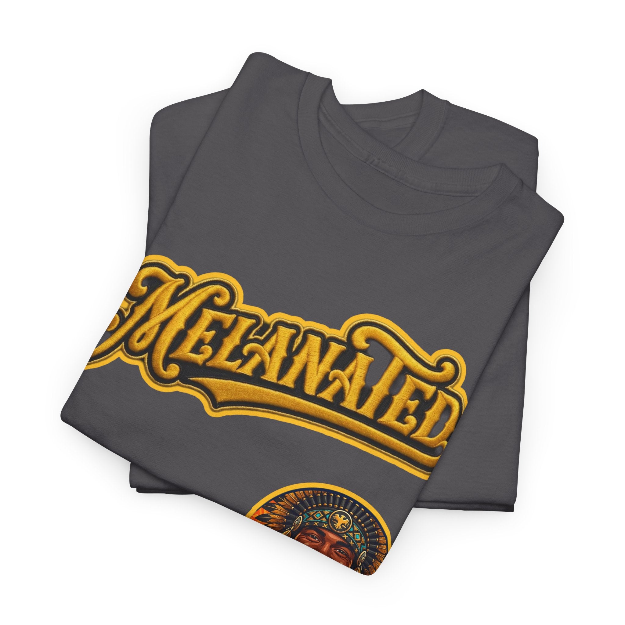 Melanated 19 Graphic Tee — Retro Script Logo & Gold Number Baseball Shirt