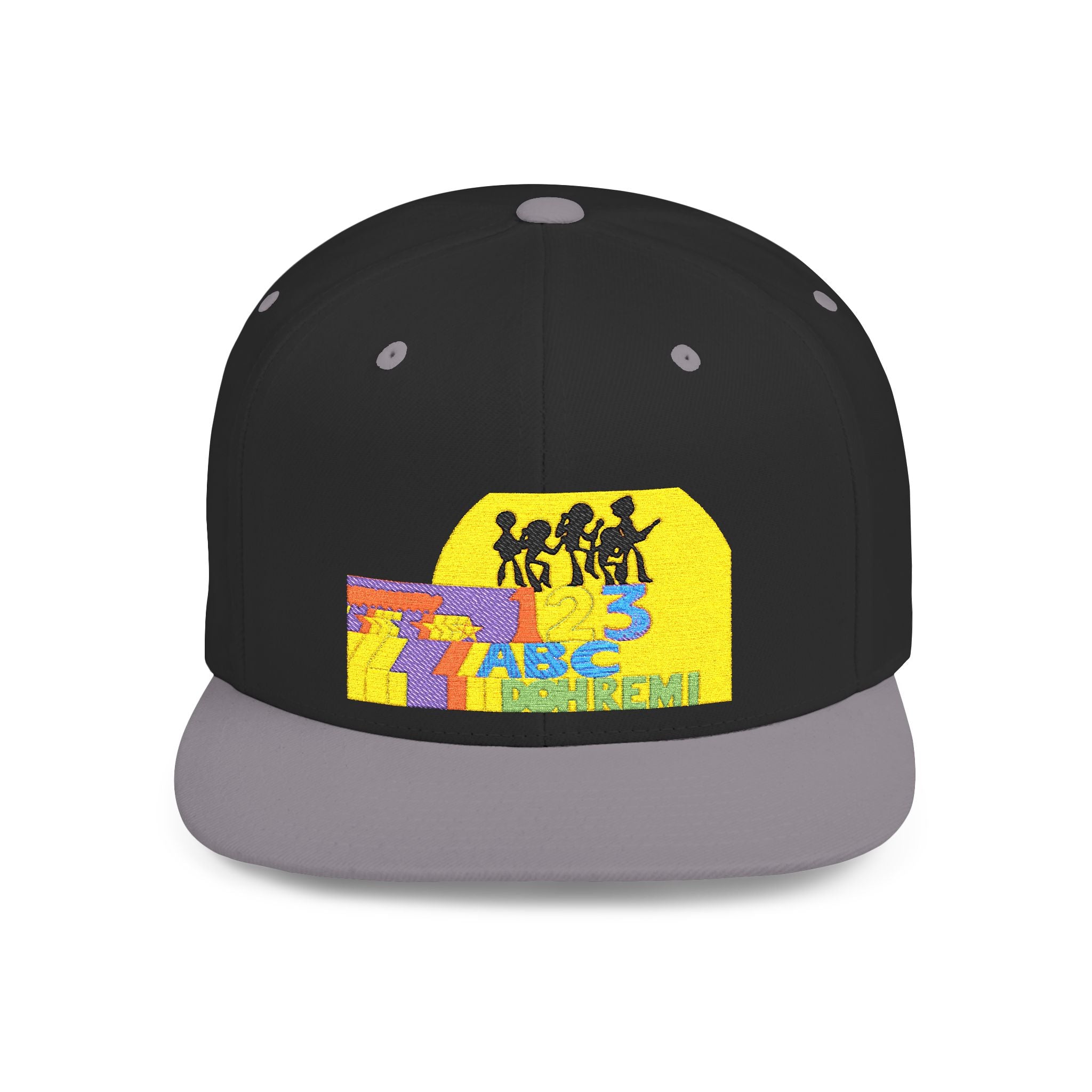 Flat Bill Snapback Hat — Retro Dance Crew Graphic Cap