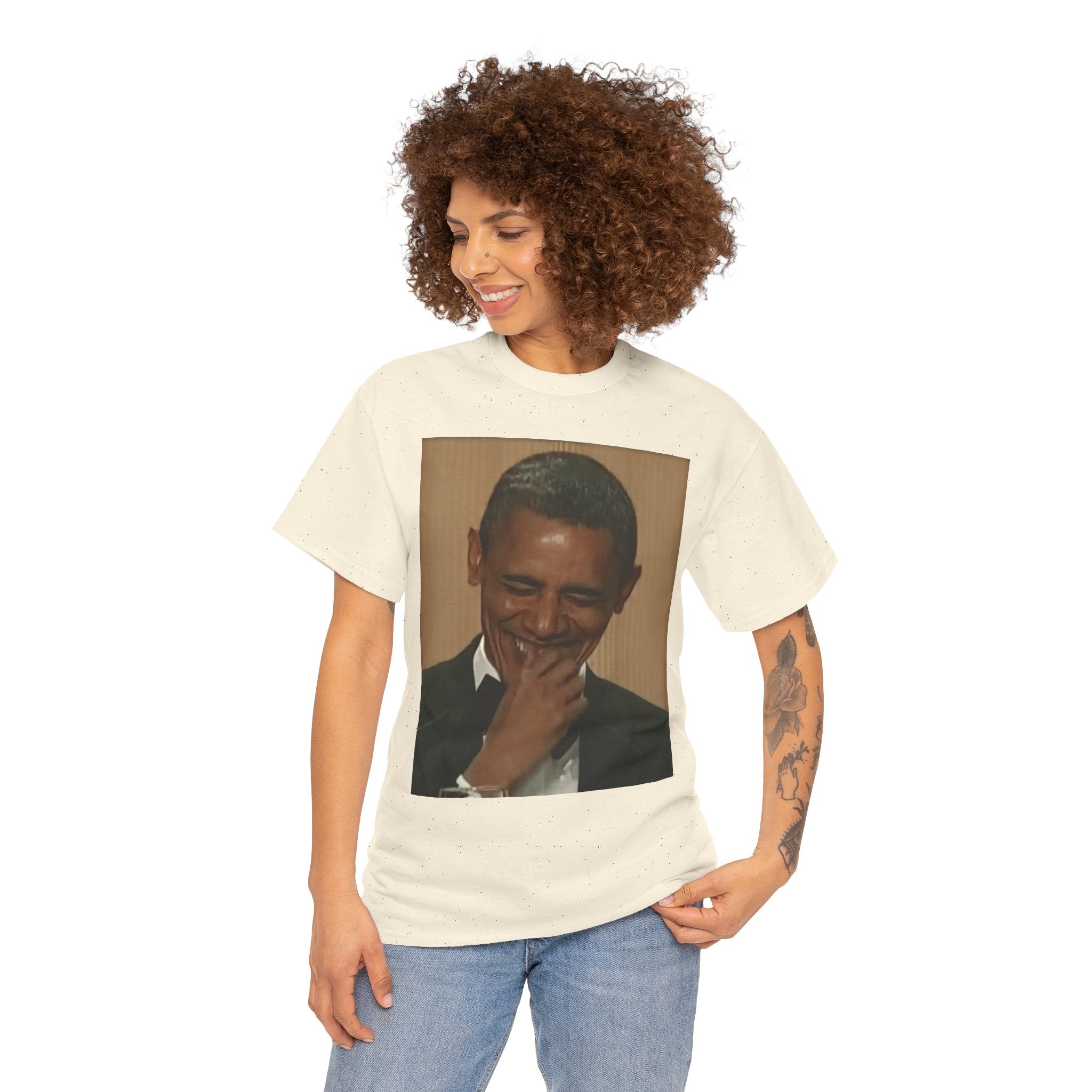 Laughing President Photo Tee — Vintage Smile Graphic T-Shirt