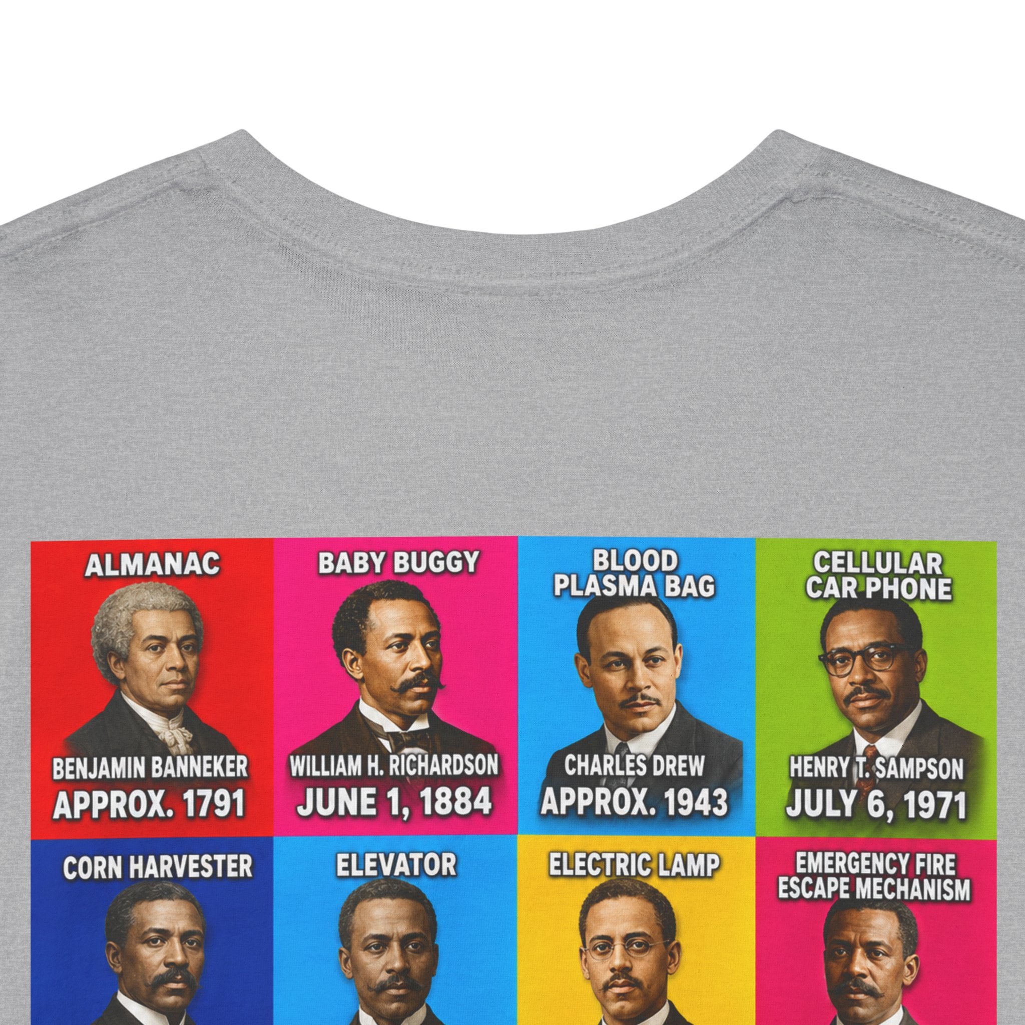 Black inventors Grid T‑Shirt — Colorful Historical Portraits Tee