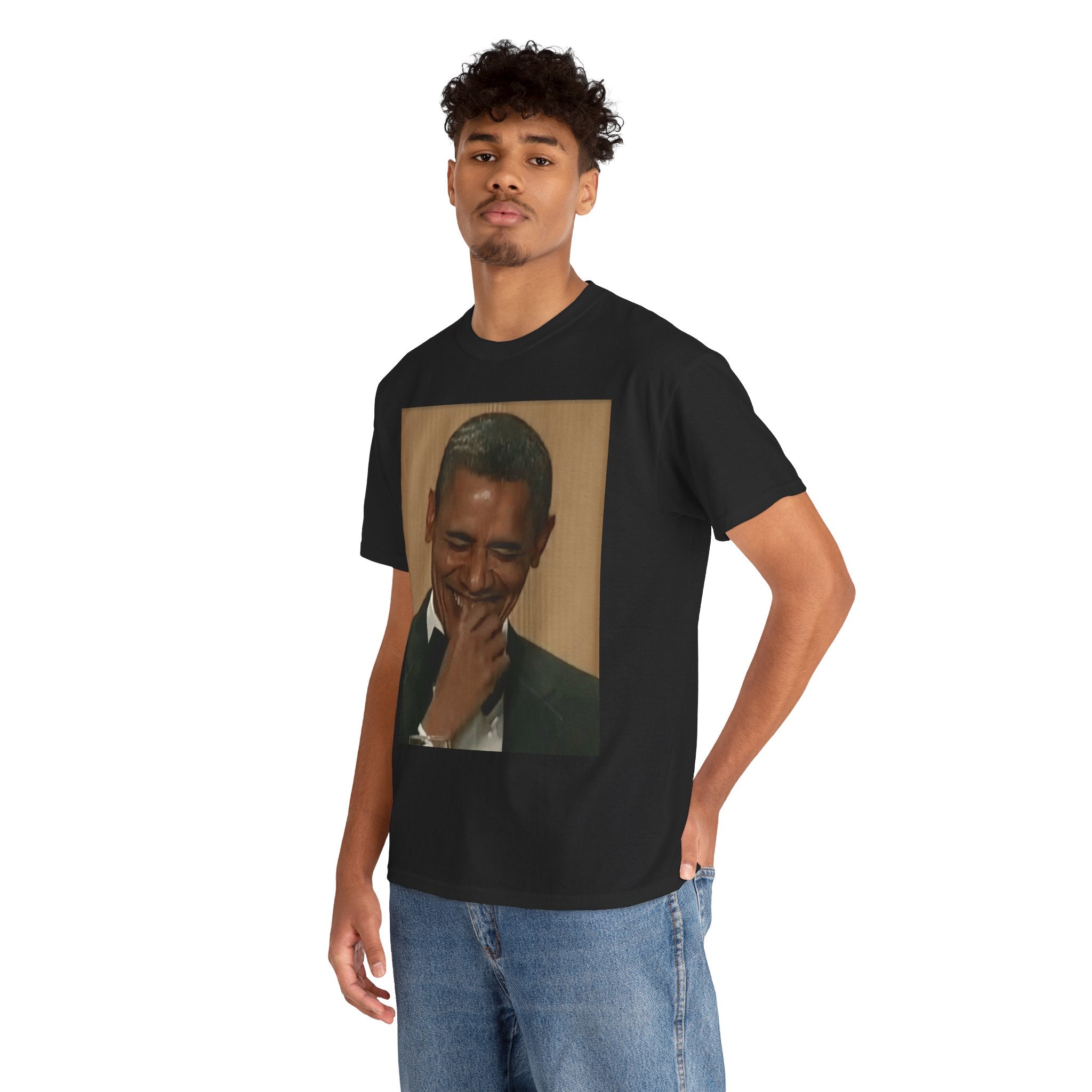 Laughing President Photo Tee — Vintage Smile Graphic T-Shirt