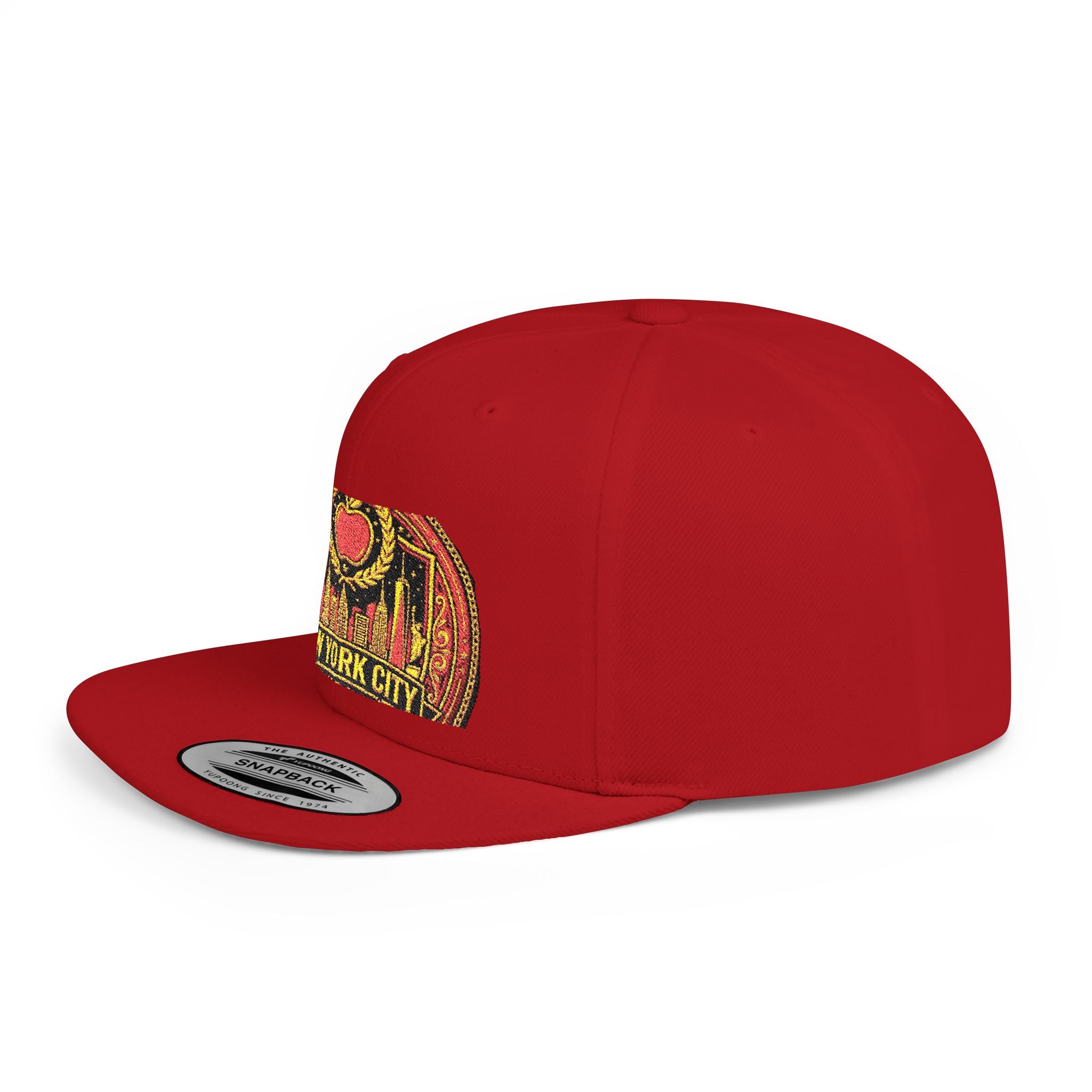 New York City Flat Bill Snapback Hat – Retro Skyline Patch Cap