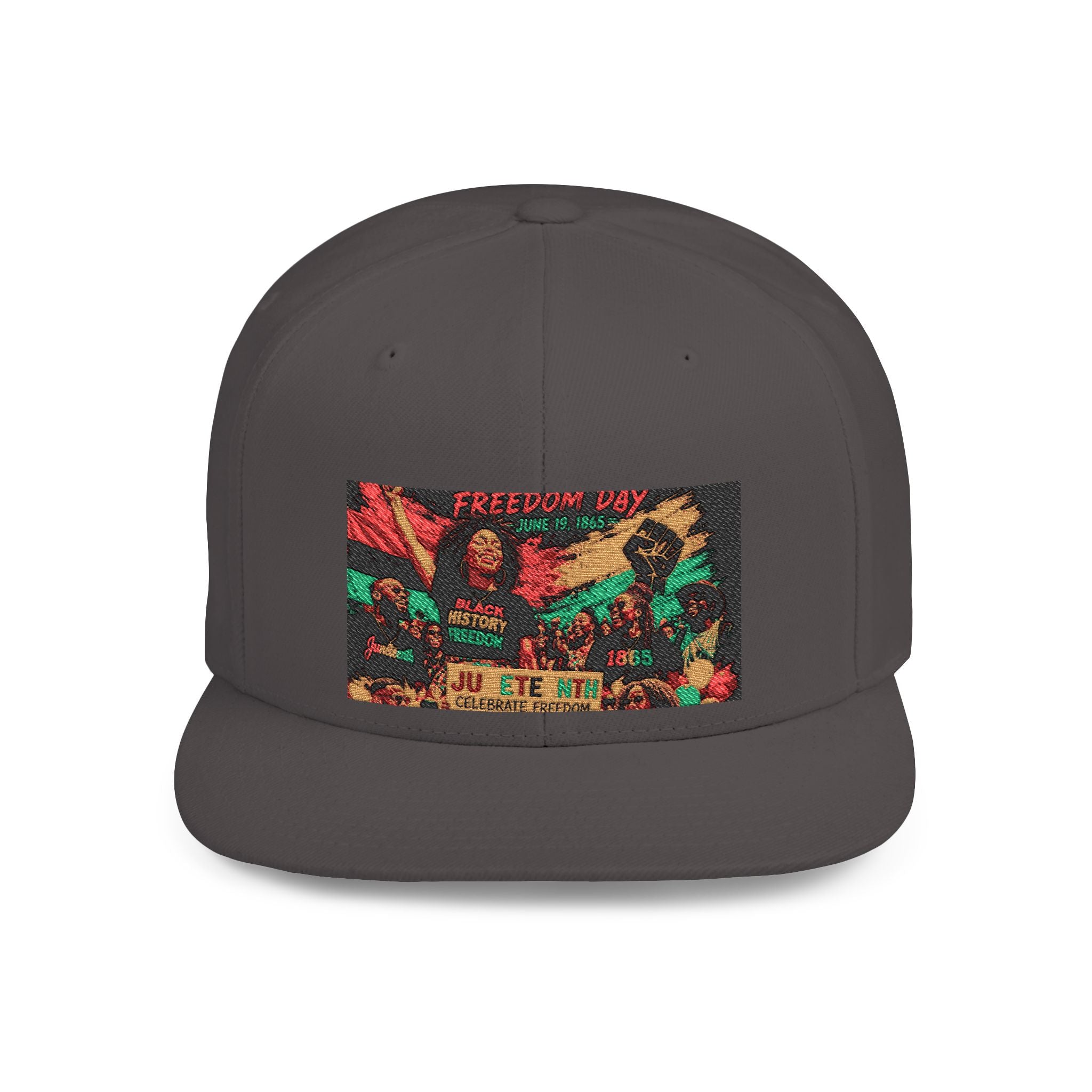 Reggae Vibes Flat Bill Snapback Hat — Colorful Rasta Music Patch