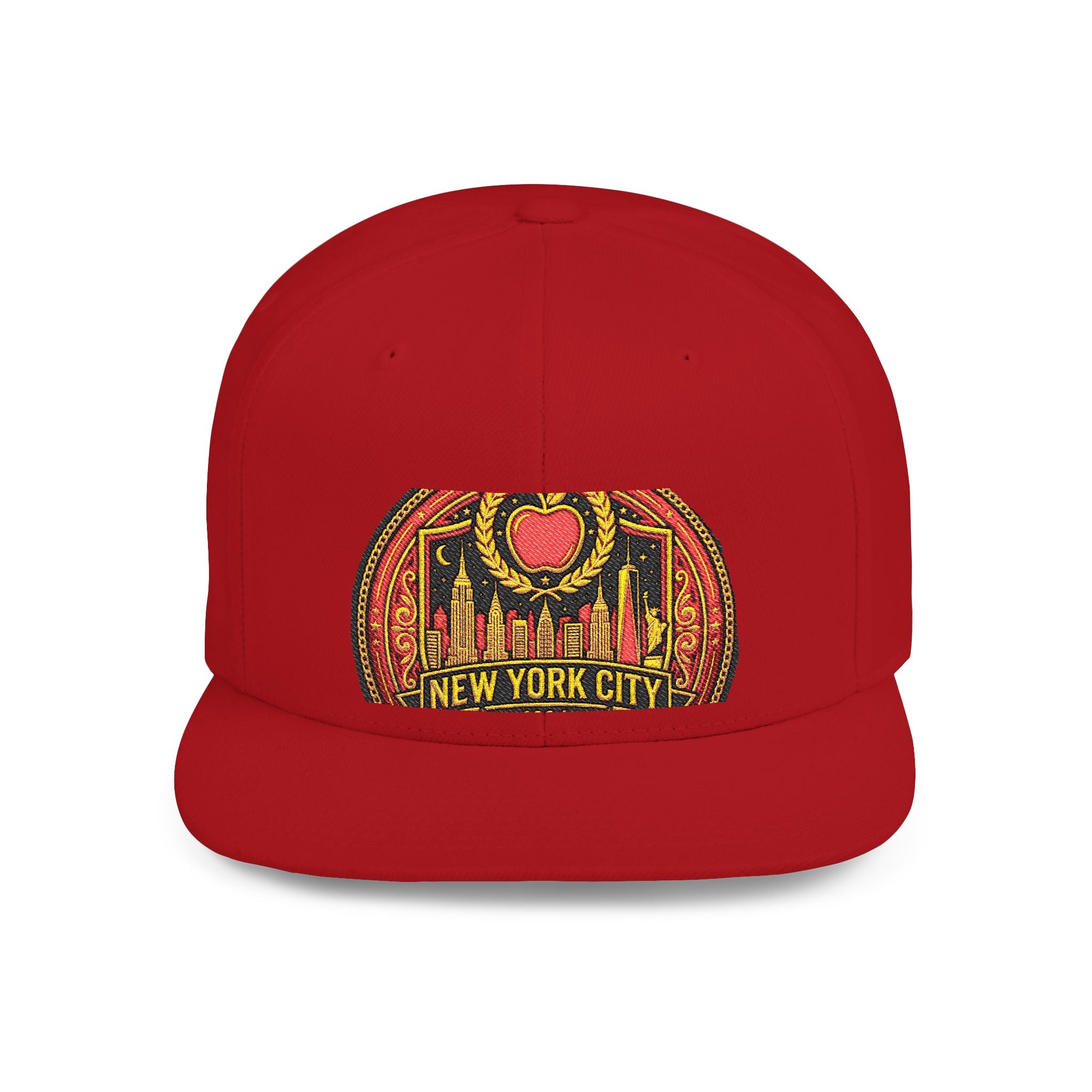 New York City Flat Bill Snapback Hat – Retro Skyline Patch Cap