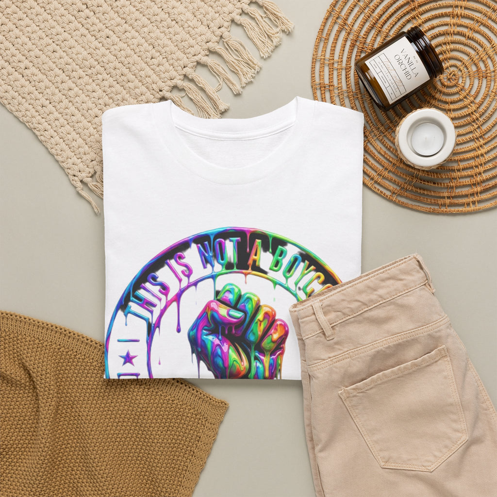 Protest Fist Graphic Tee — "Love Is Love" Rainbow Drip Pride Shirt