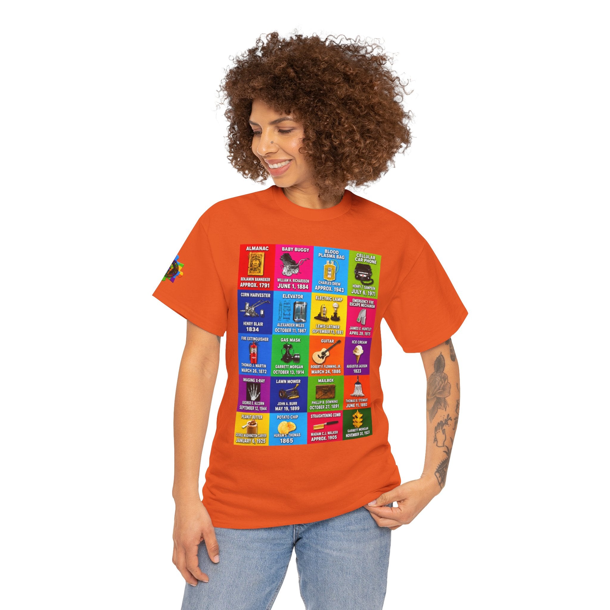 Black inventors Grid T‑Shirt — Colorful Historical Portraits Tee