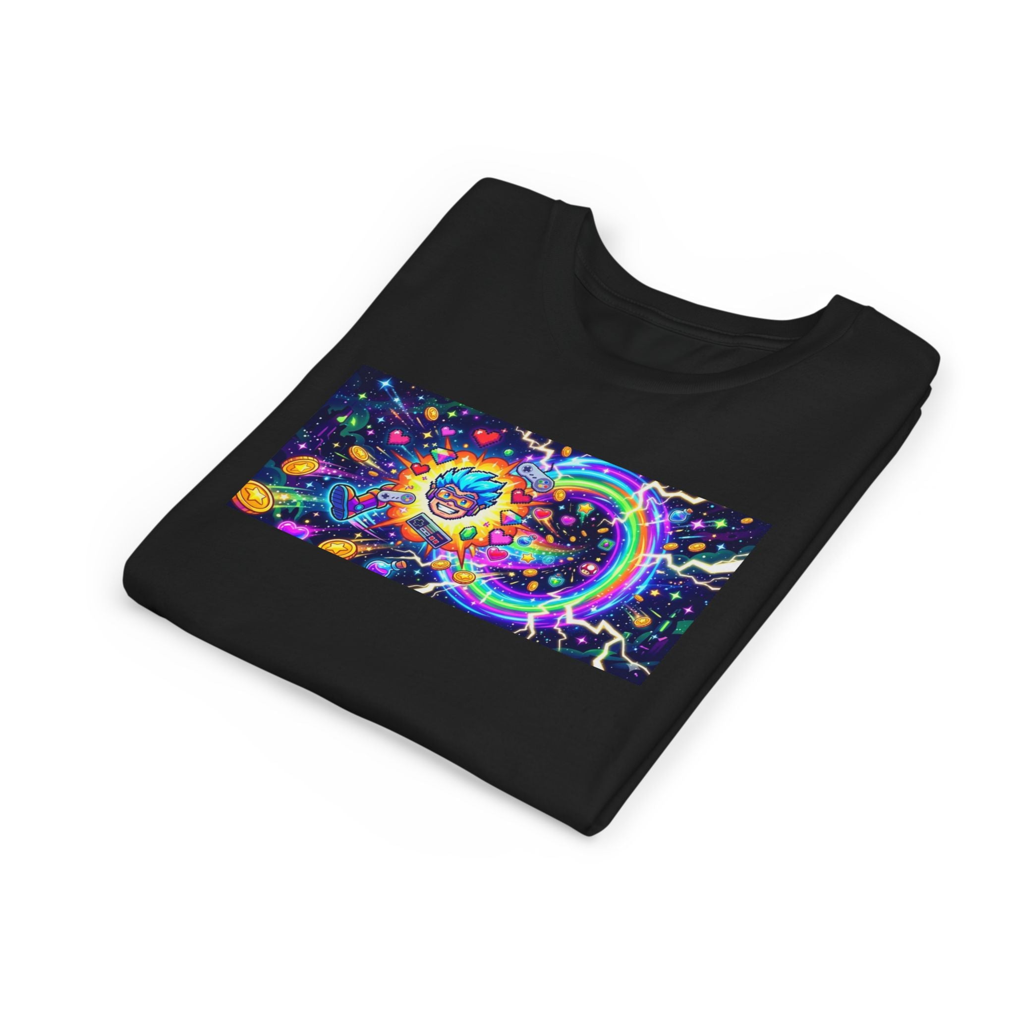Kids Gaming Tee — Neon Rainbow Portal Gamer Shirt