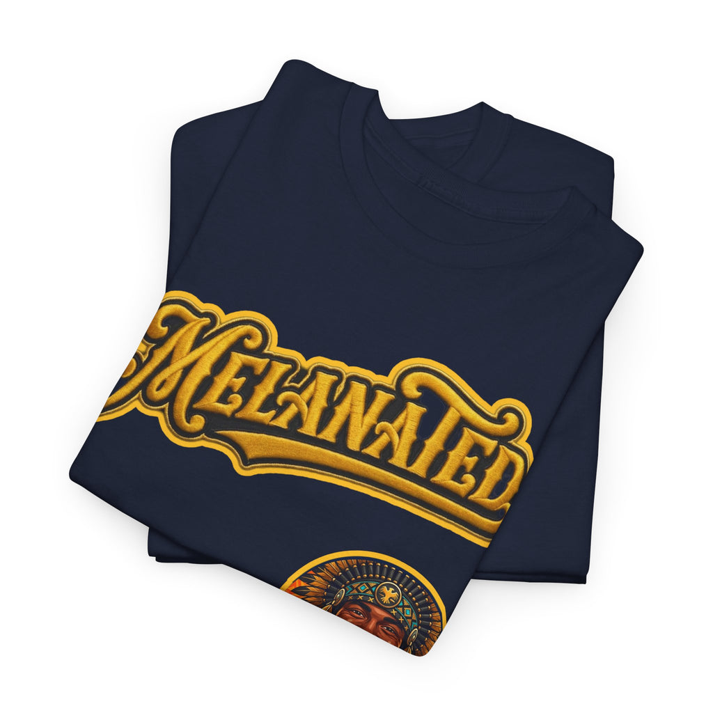 Melanated 19 Graphic Tee — Retro Script Logo & Gold Number Baseball Shirt