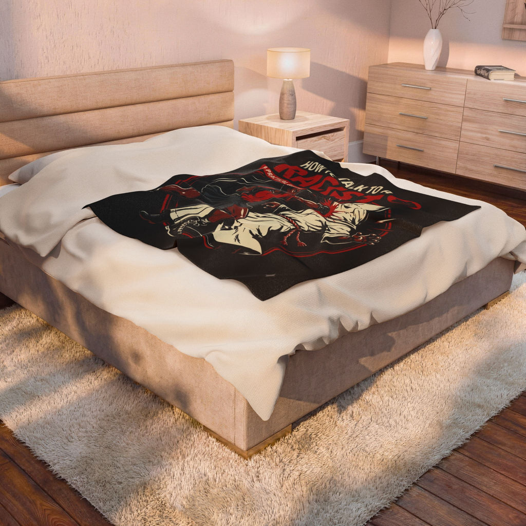 Velveteen Plush Blanket — "How to Talk to a Racist" Graphic Throw (Anti-Racism, Activist Gift)