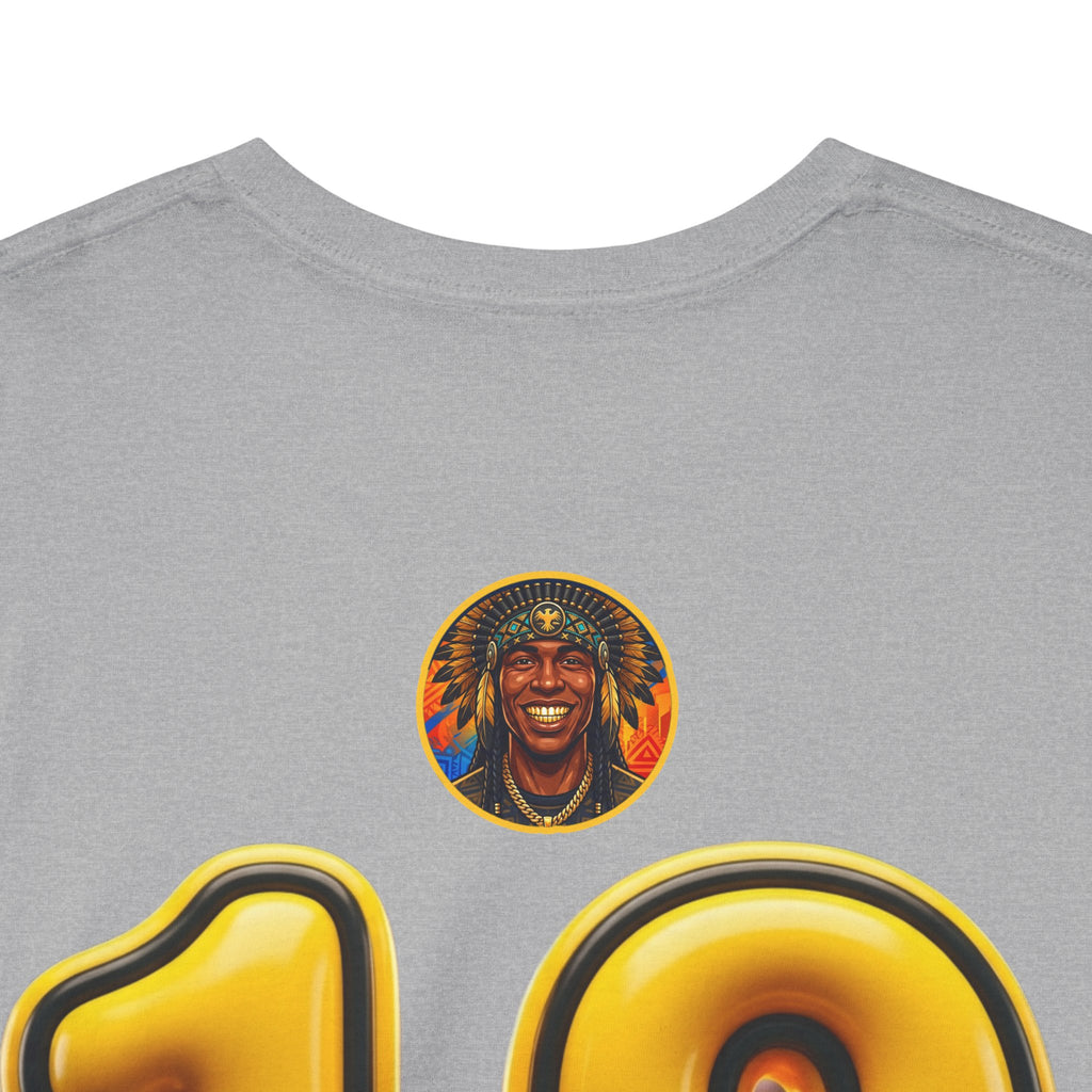 Melanated 19 Graphic Tee — Retro Script Logo & Gold Number Baseball Shirt