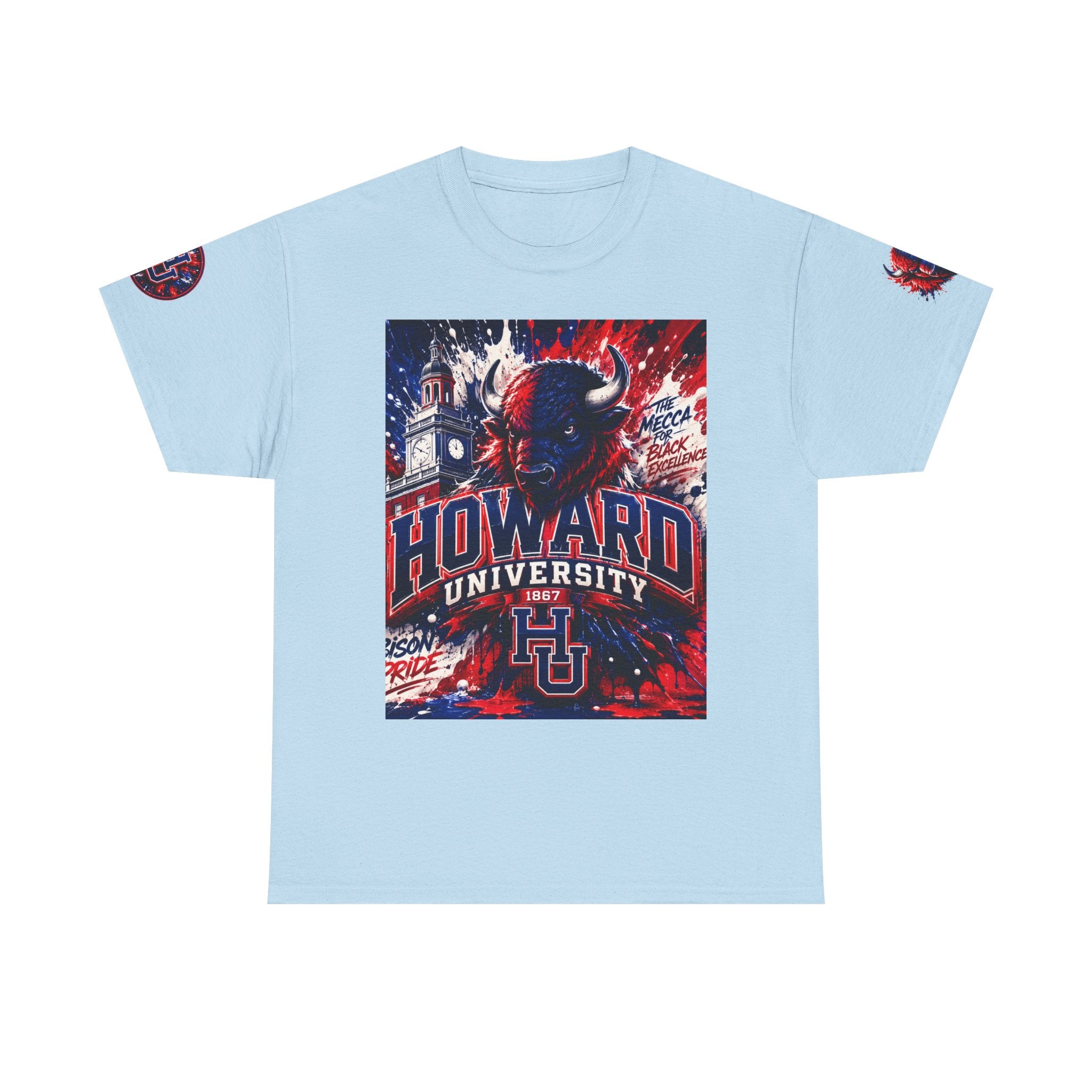 Howard University Buffalo Spirit Tee — HU Bison Red & Blue Campus Shirt