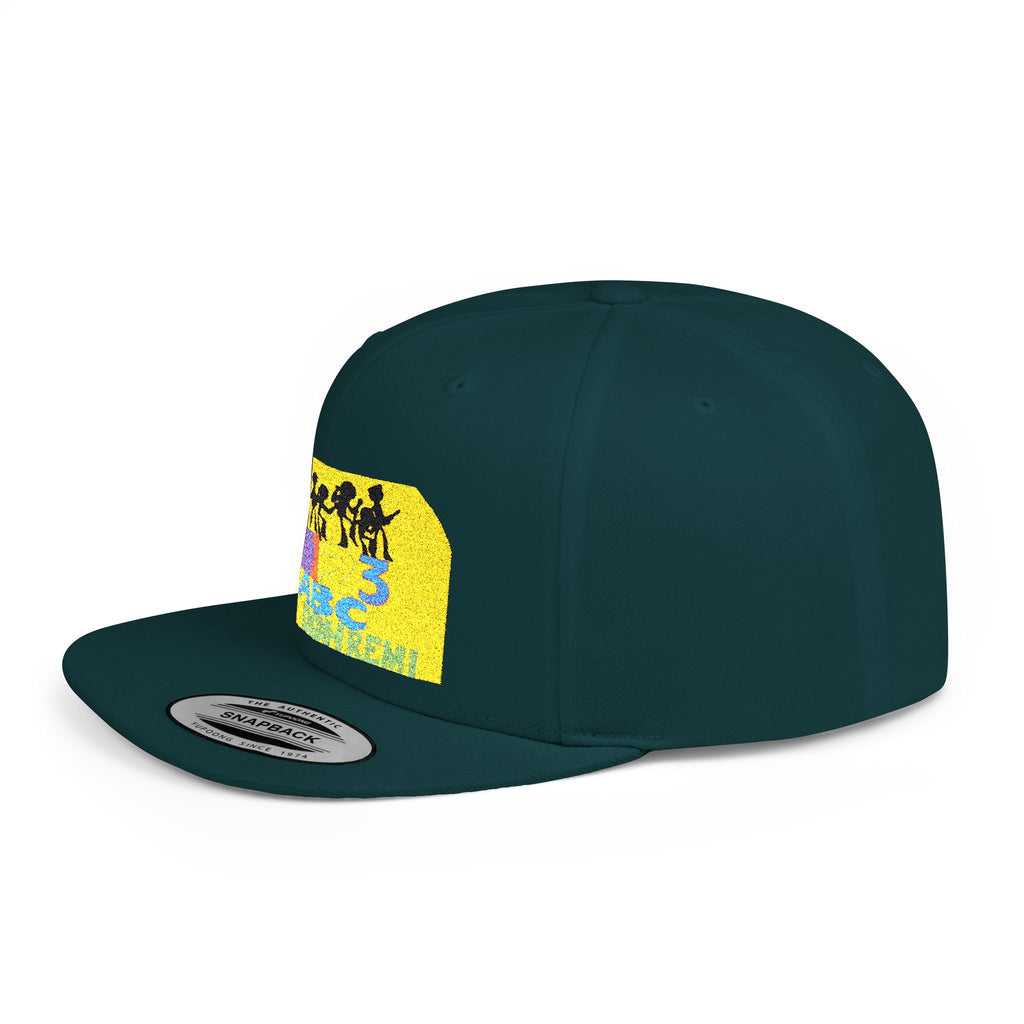 Flat Bill Snapback Hat — Retro Dance Crew Graphic Cap