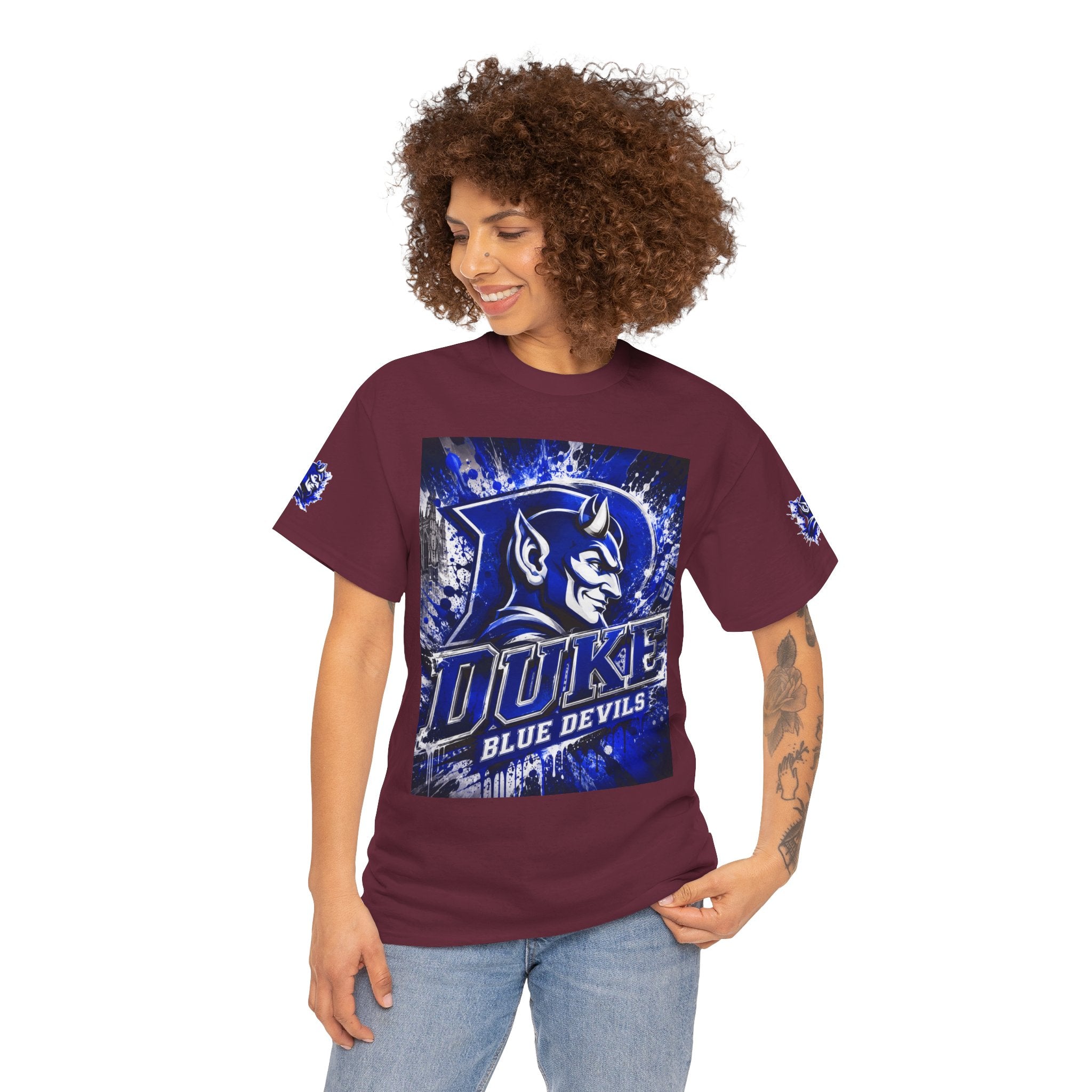 Duke Blue Devils Graphic Tee — Splatter Devil Logo T‑Shirt