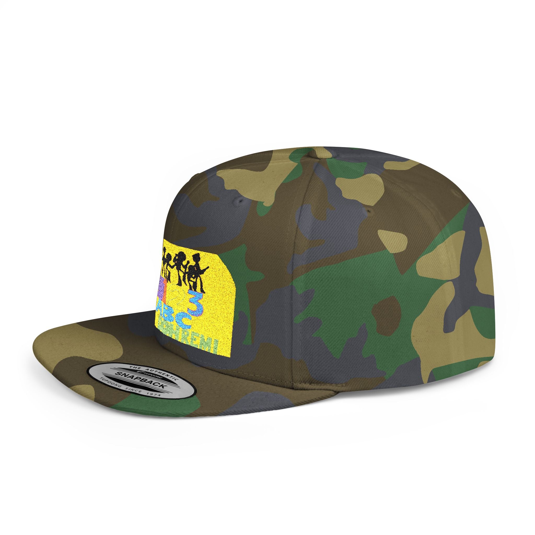 Flat Bill Snapback Hat — Retro Dance Crew Graphic Cap