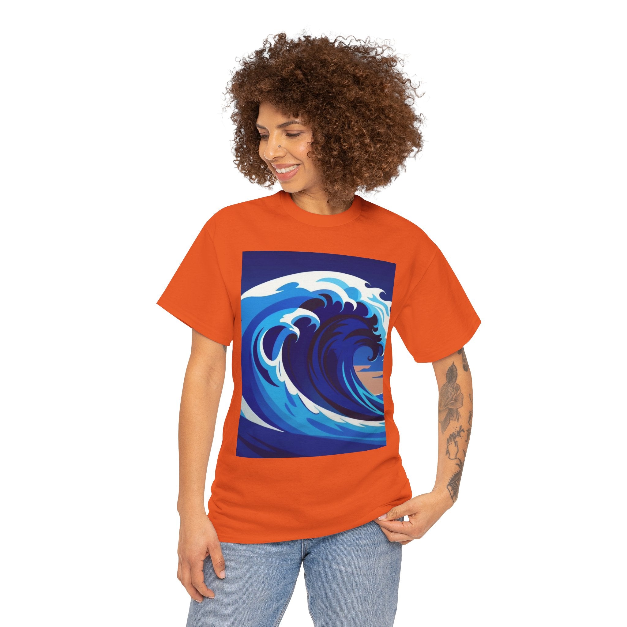 T-Shirt — Coastal Wave Graphic Tee (Ocean Sunset Wave Art)