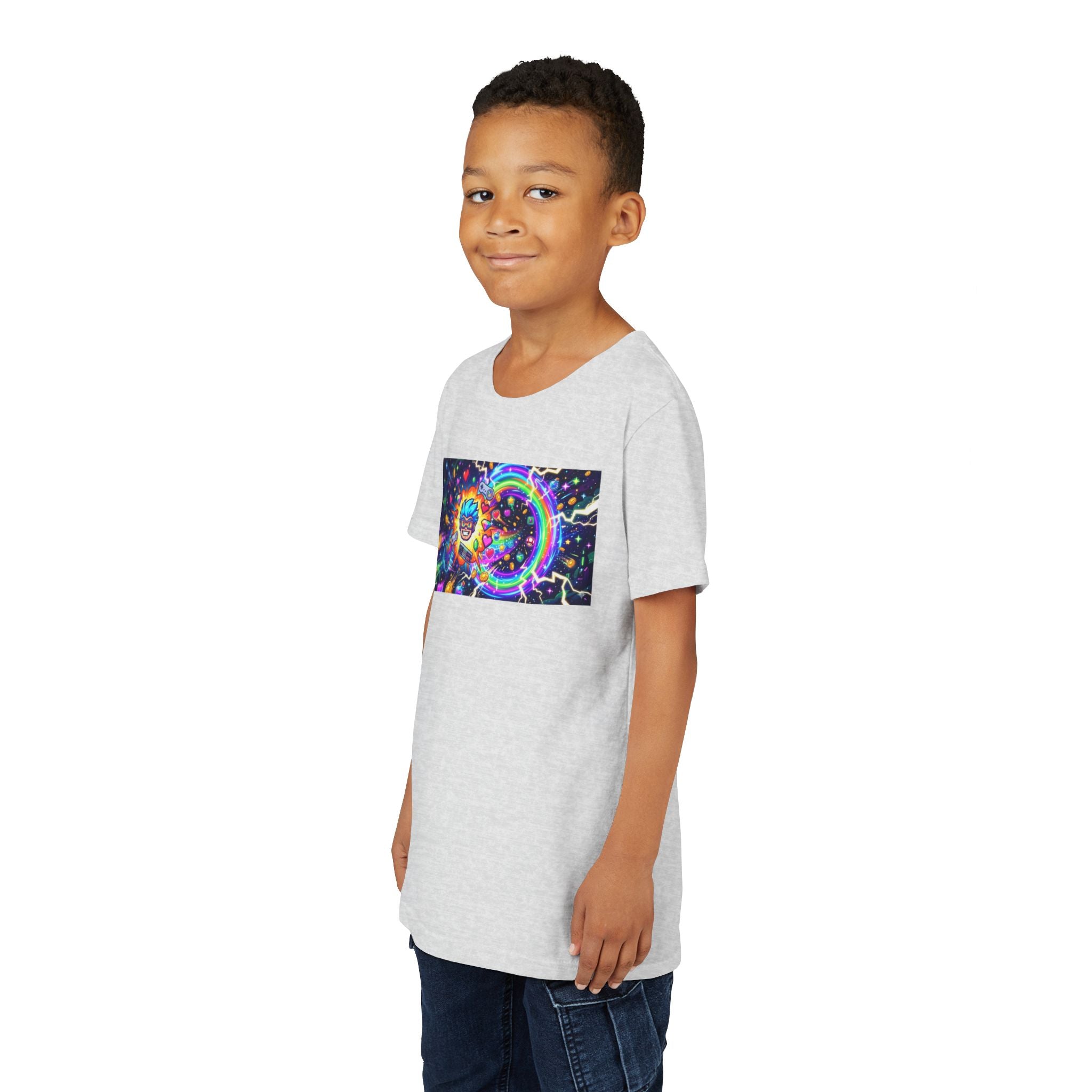 Kids Gaming Tee — Neon Rainbow Portal Gamer Shirt