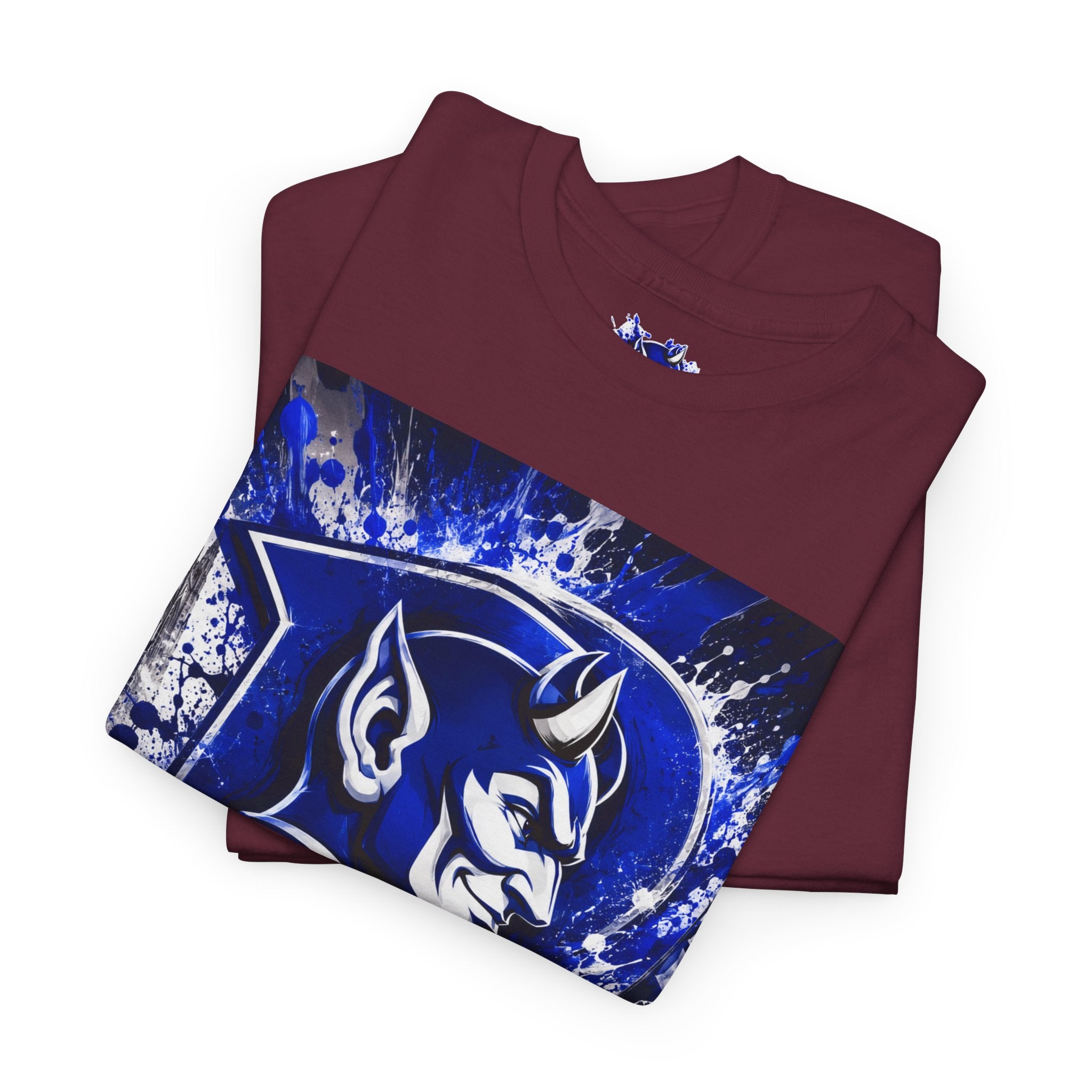 Duke Blue Devils Graphic Tee — Splatter Devil Logo T‑Shirt