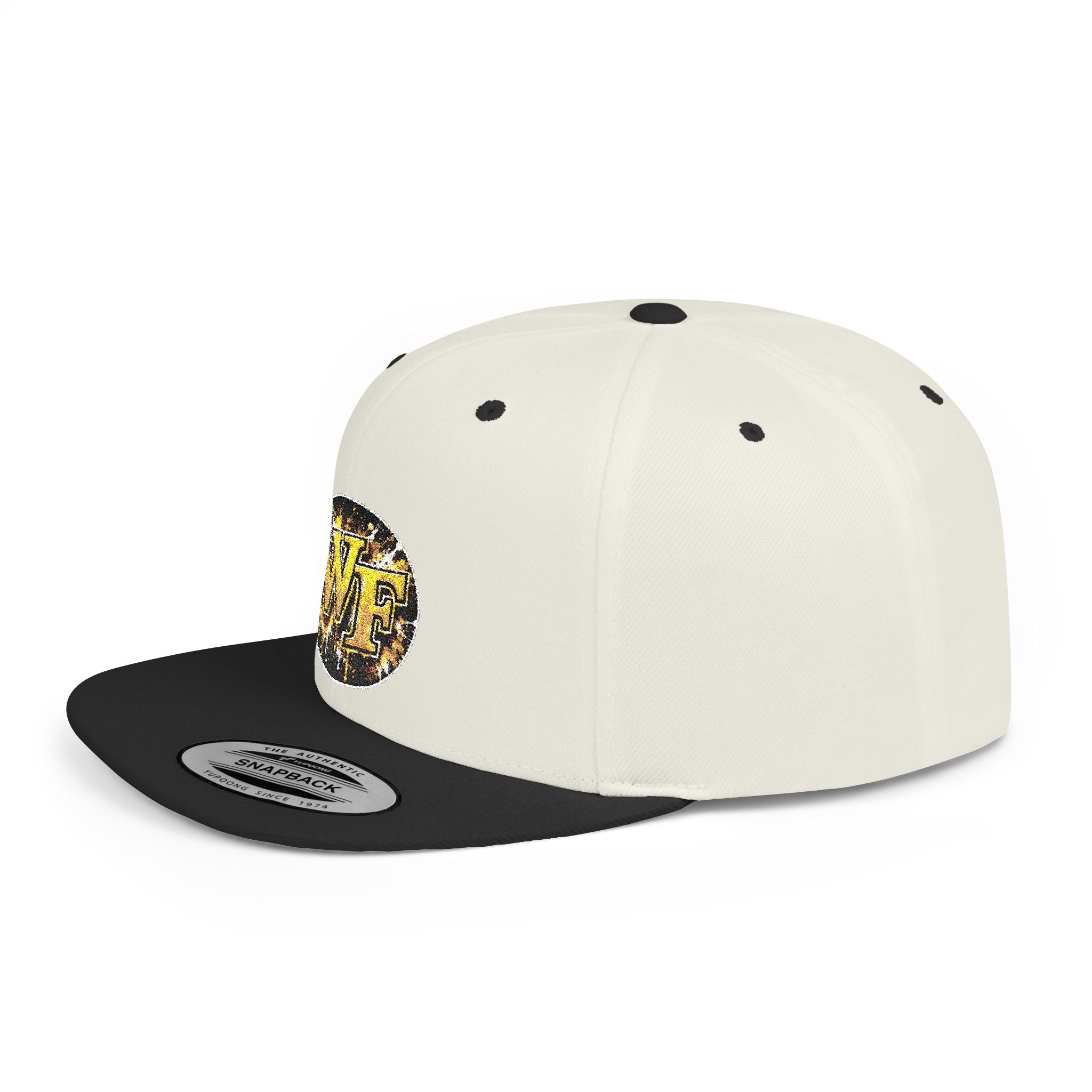 Snapback Hat — WF Gold Leopard Logo Flat Bill Cap
