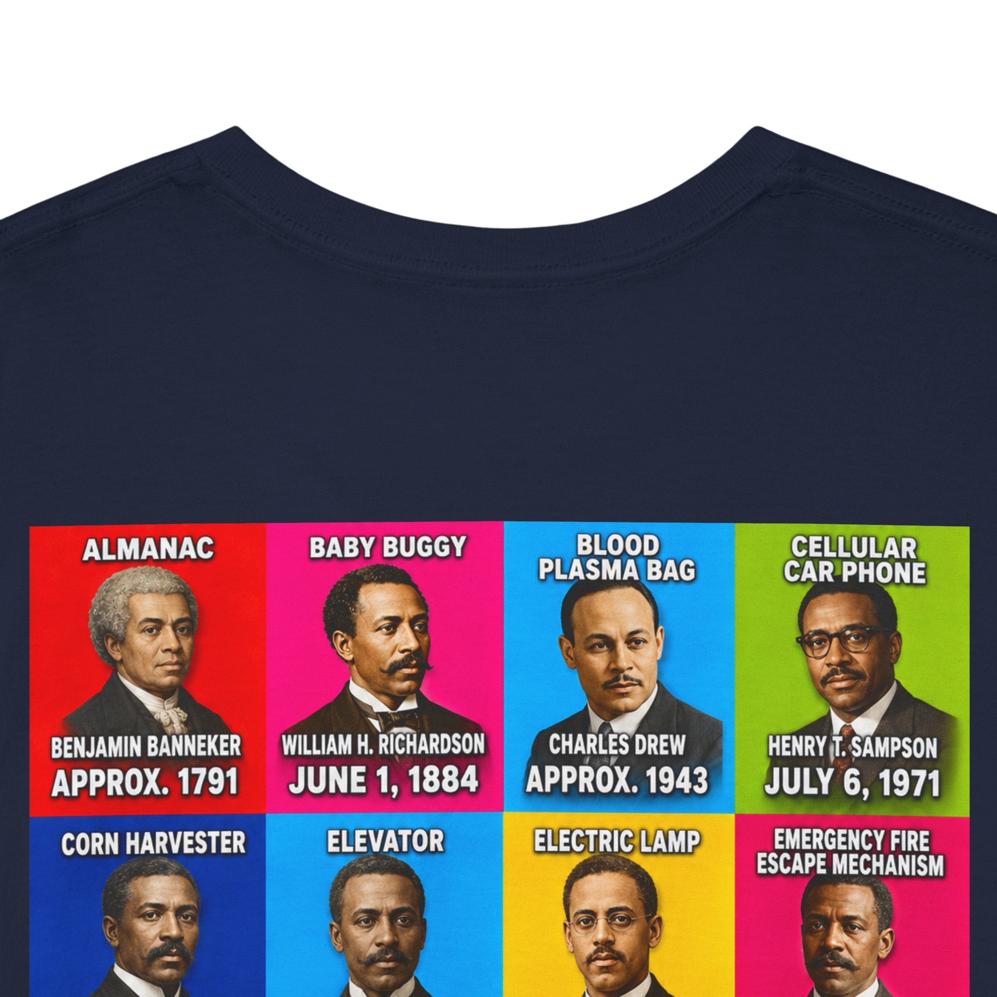 Black inventors Grid T‑Shirt — Colorful Historical Portraits Tee