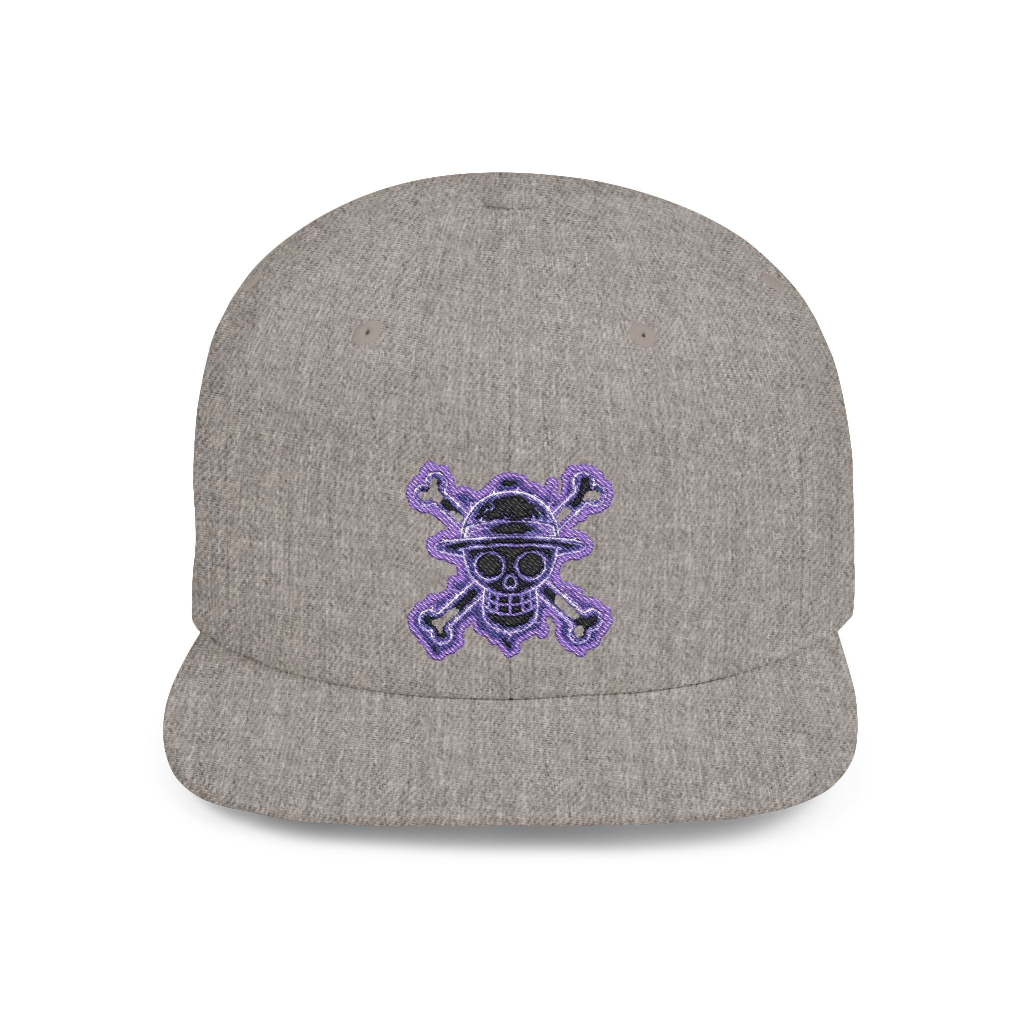 Purple Glitter Skull Snapback Hat - Flat Bill Adjustable Cap