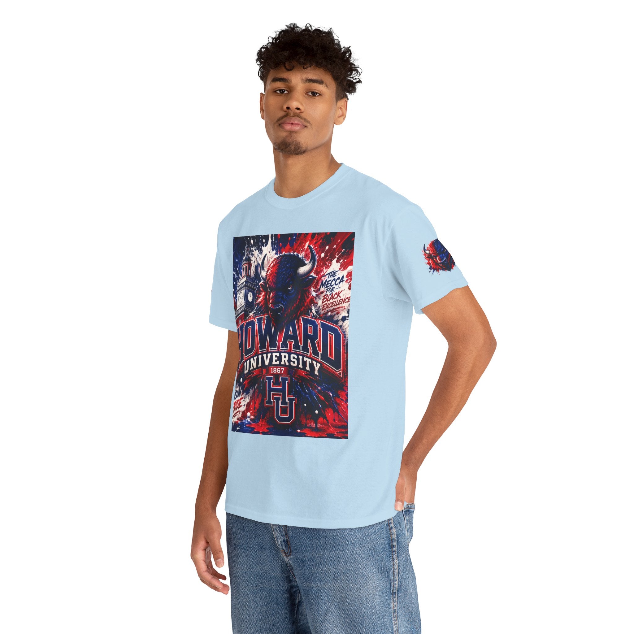 Howard University Buffalo Spirit Tee — HU Bison Red & Blue Campus Shirt