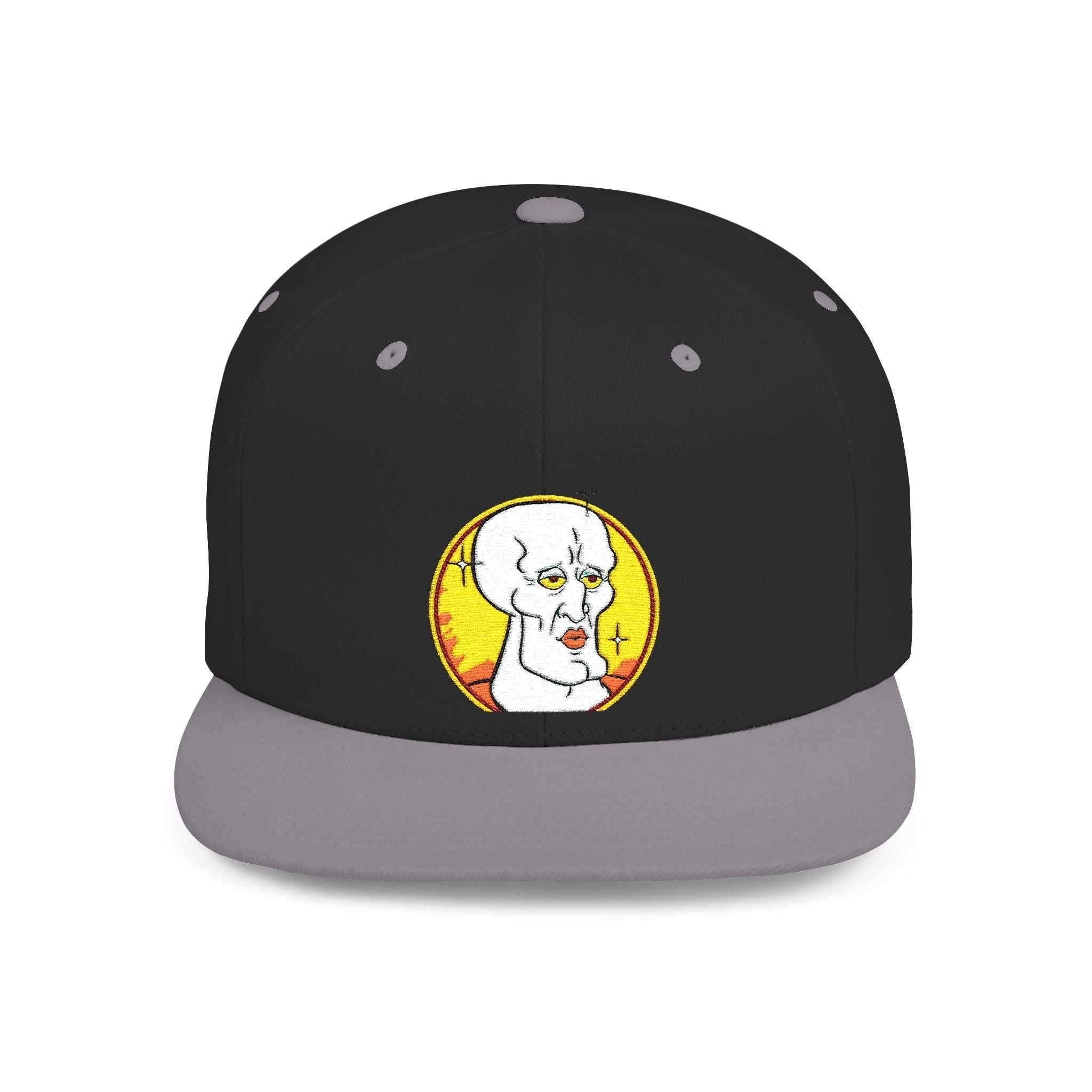 Snapback Hat — Cute Cat Holding Flower Patch, Cute Kawaii Cat Embroidered Cap