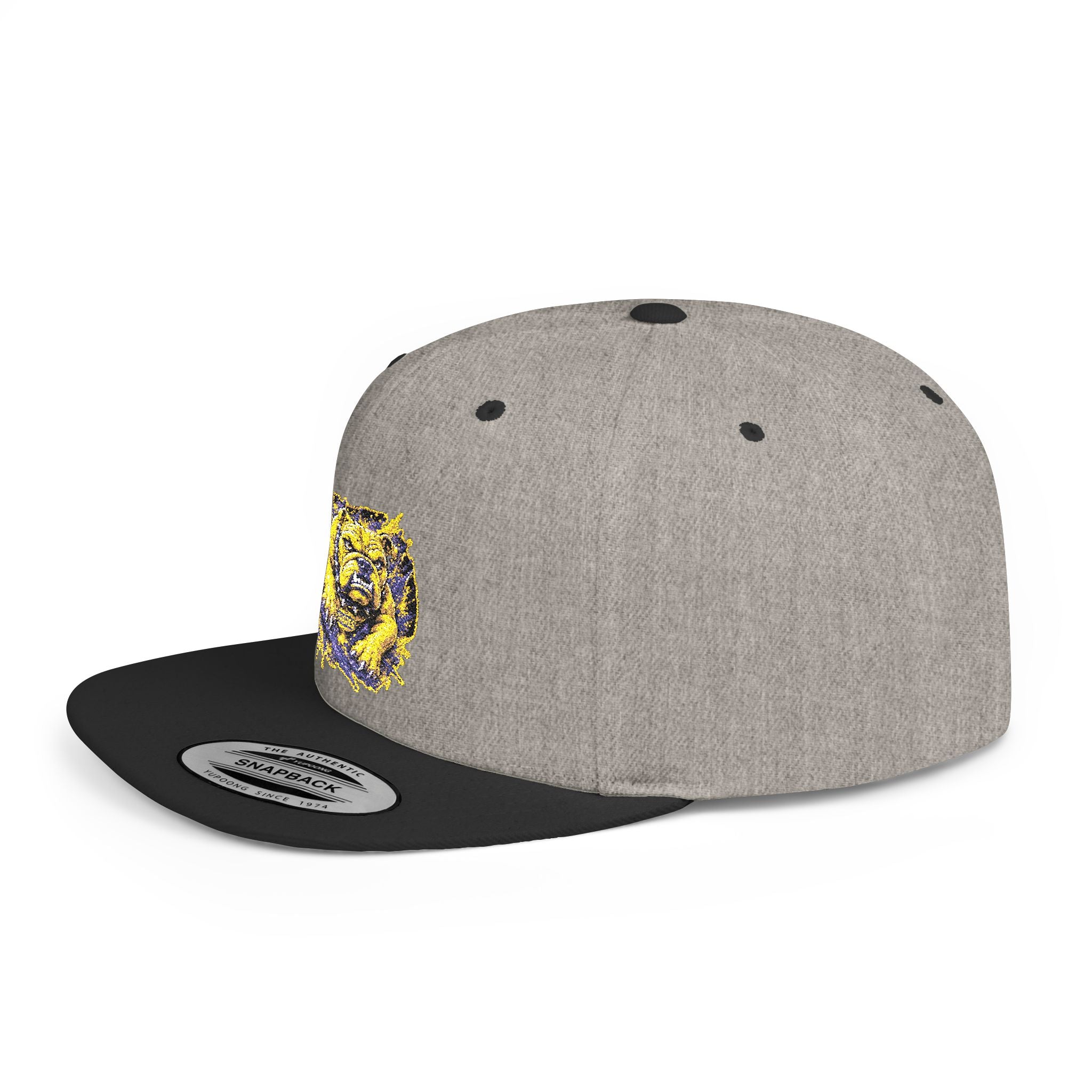 Lion Watercolor Snapback Hat — Yellow & Purple Lion Design