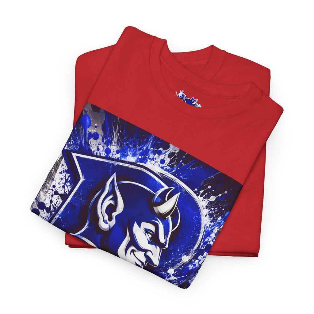 Duke Blue Devils Graphic Tee — Splatter Devil Logo T‑Shirt