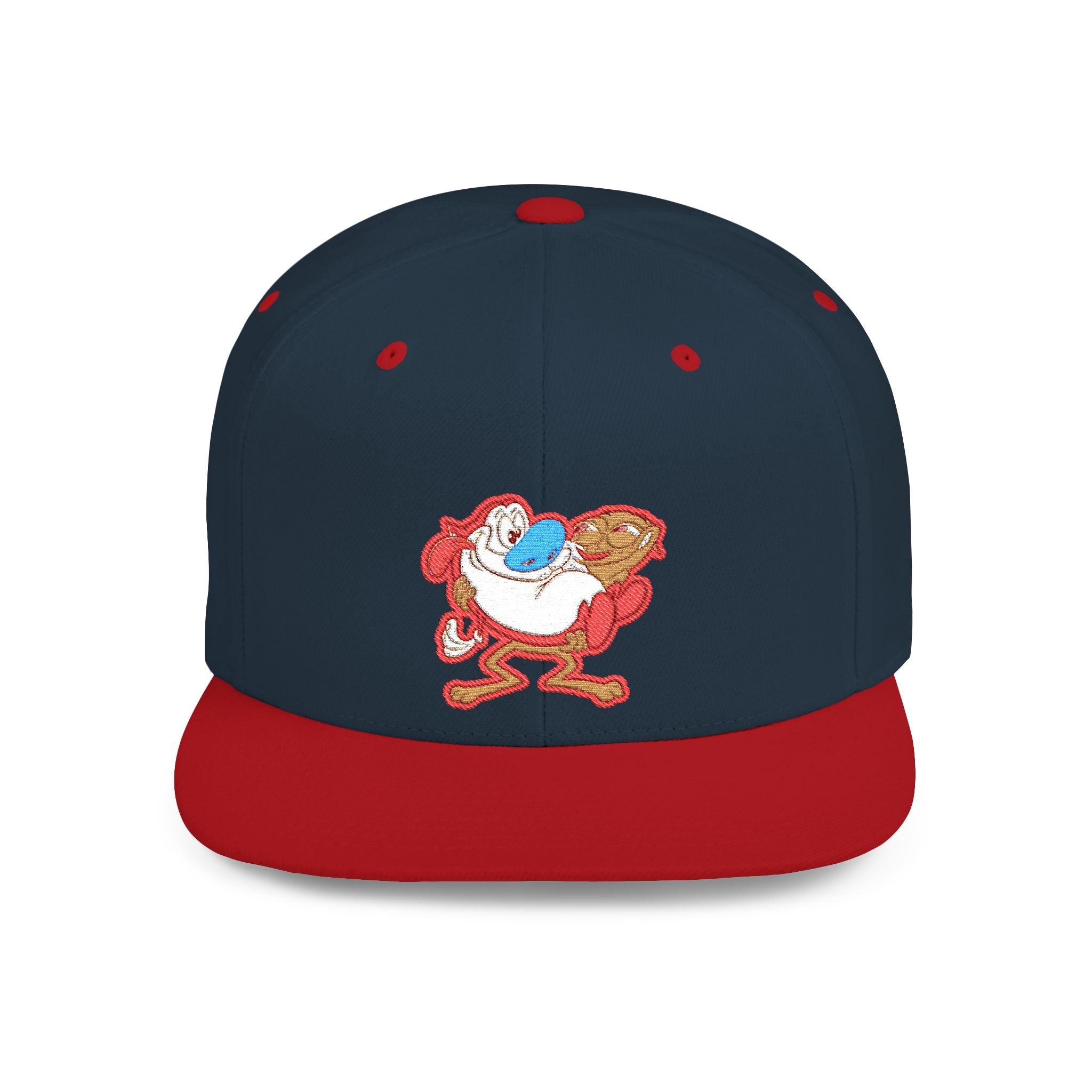 Retro Cartoon Egg Character Flat Bill Snapback Hat