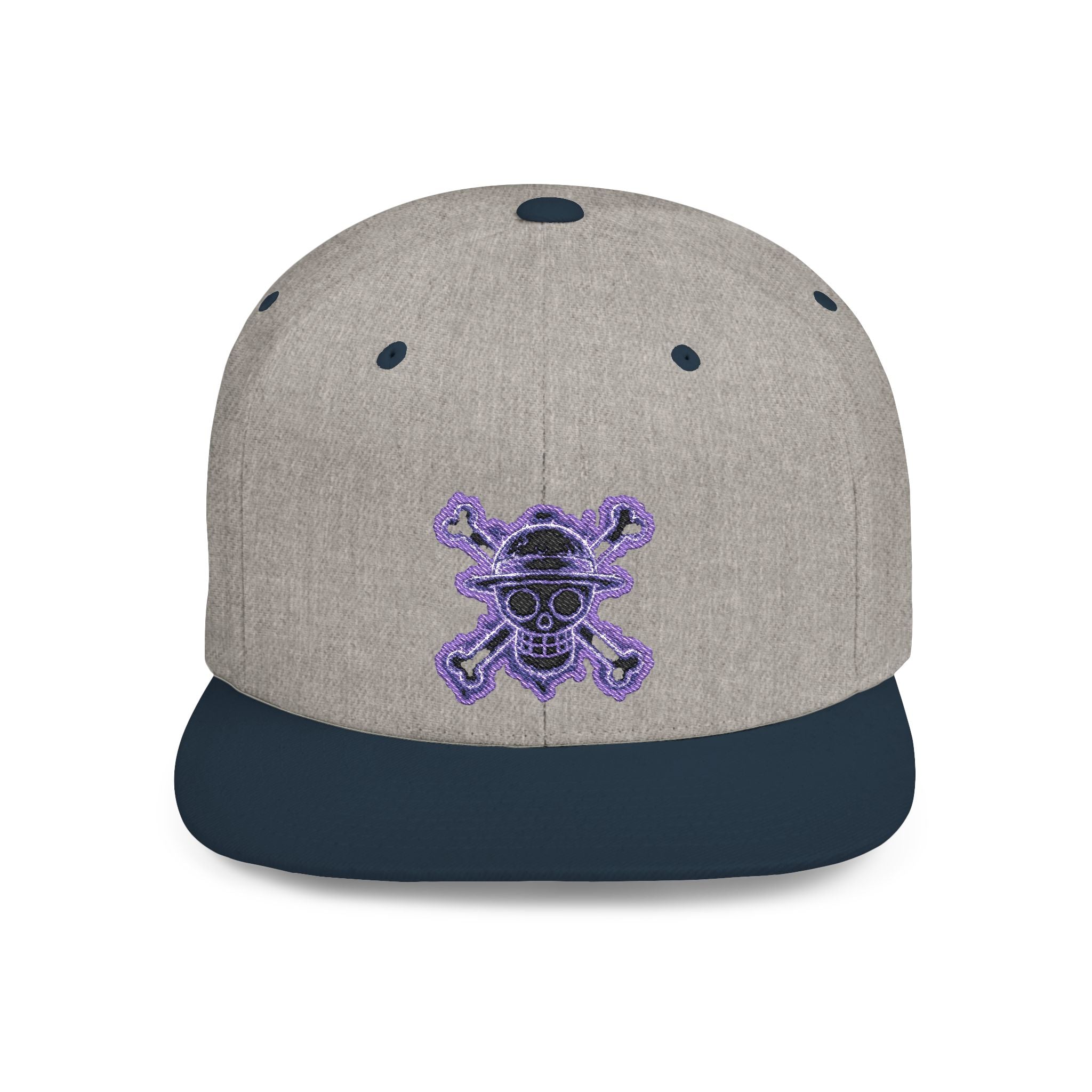 Purple Glitter Skull Snapback Hat - Flat Bill Adjustable Cap
