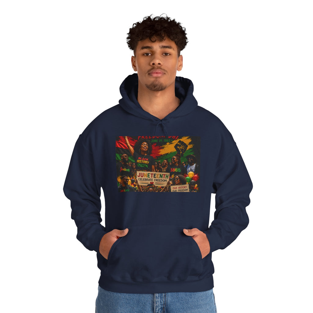 Juneteenth Celebration Hoodie — Juneteenth 1865 Freedom Retro Graphic Hooded Sweatshirt