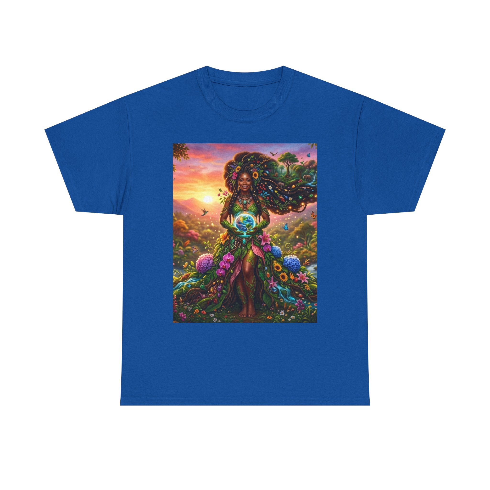 Earth Goddess T-Shirt — Vibrant Floral Nature Mother Graphic Tee