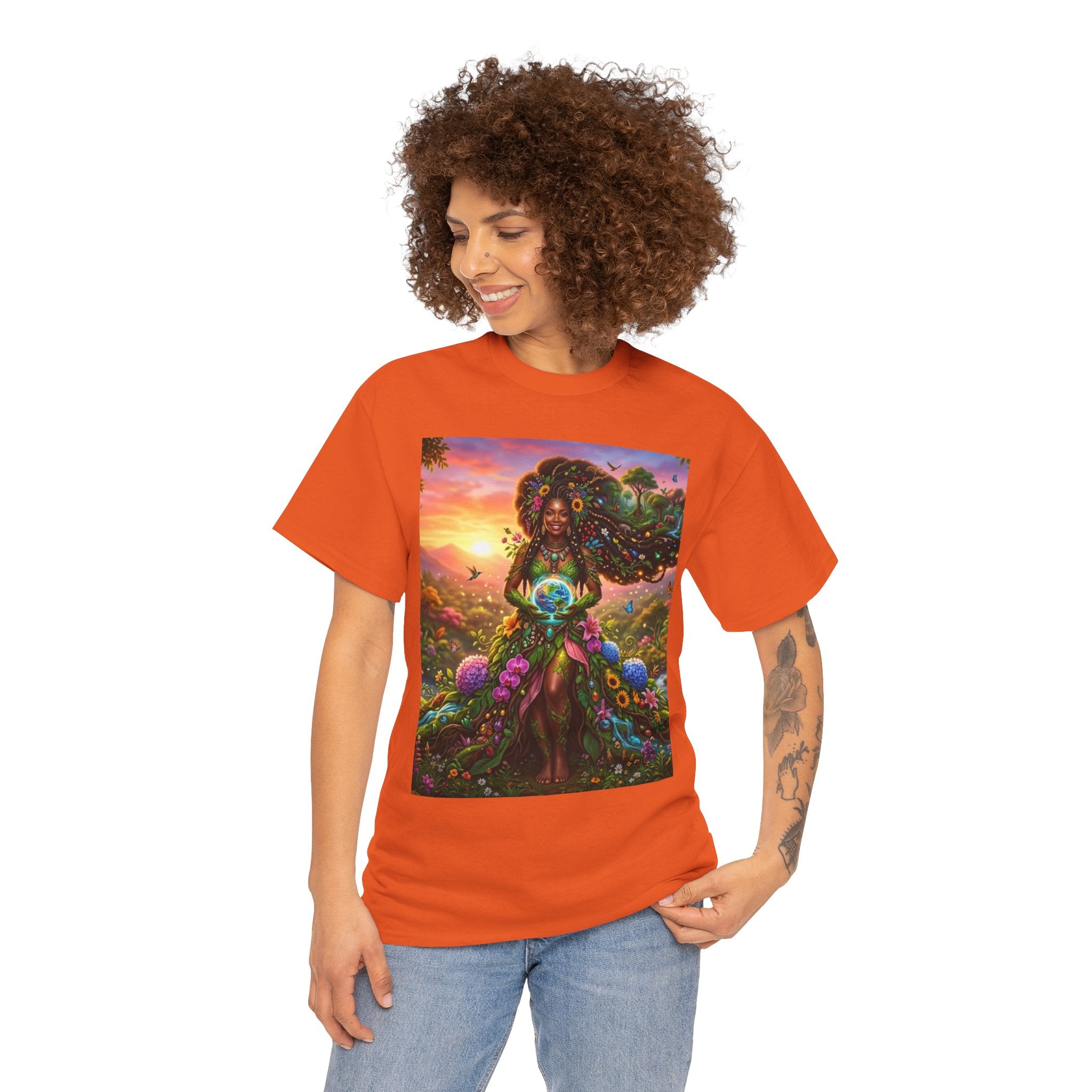 Earth Goddess T-Shirt — Vibrant Floral Nature Mother Graphic Tee
