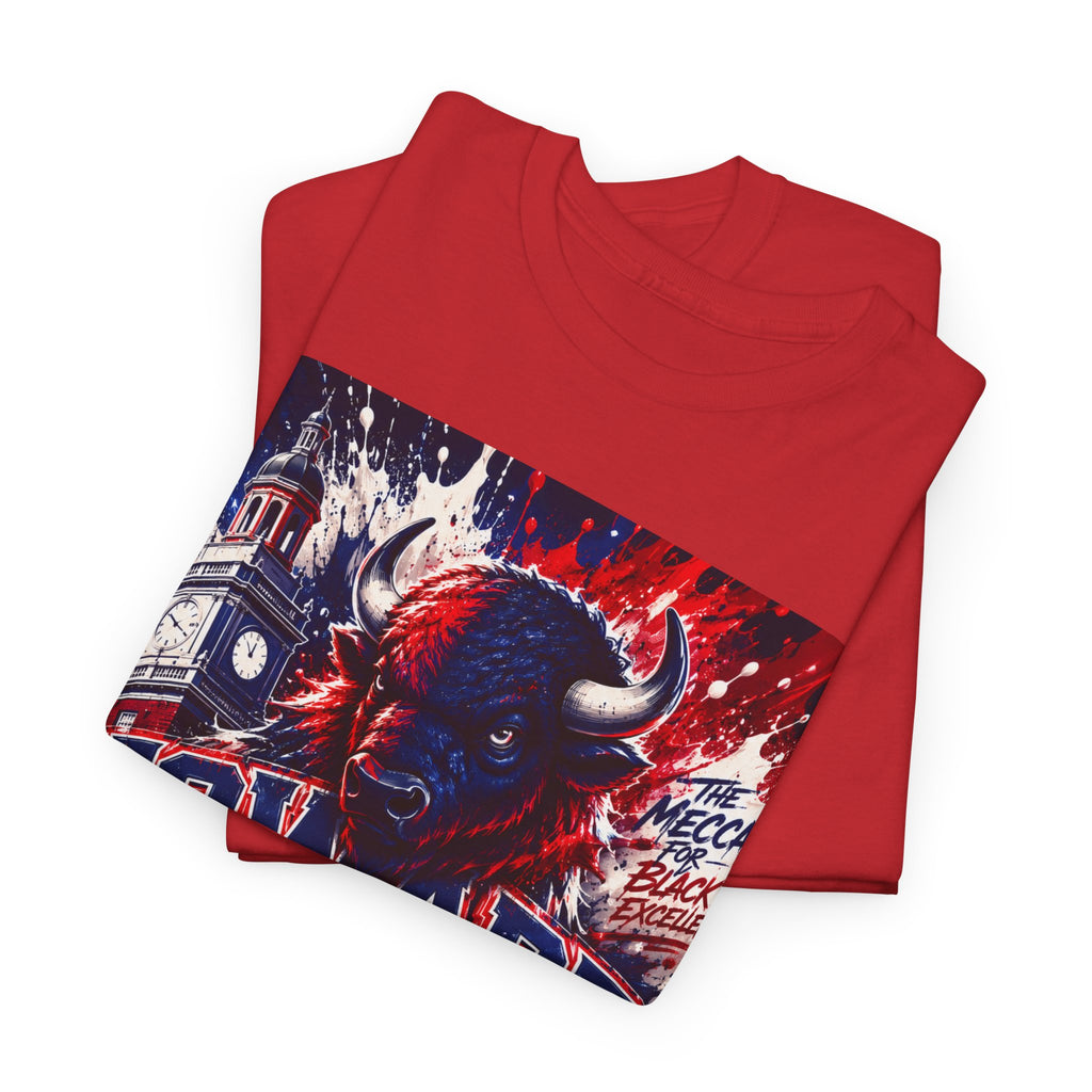 Howard University Buffalo Spirit Tee — HU Bison Red & Blue Campus Shirt