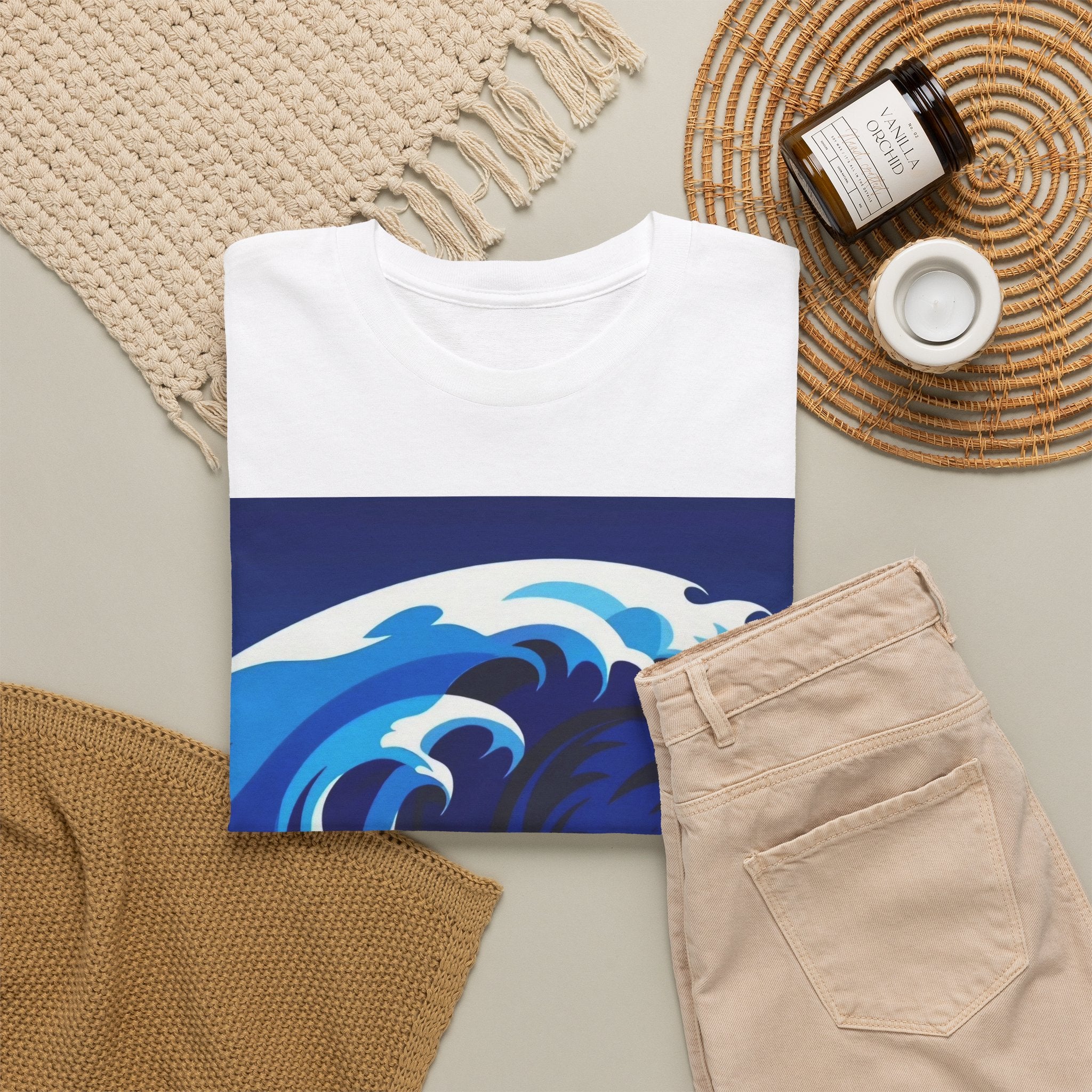 T-Shirt — Coastal Wave Graphic Tee (Ocean Sunset Wave Art)
