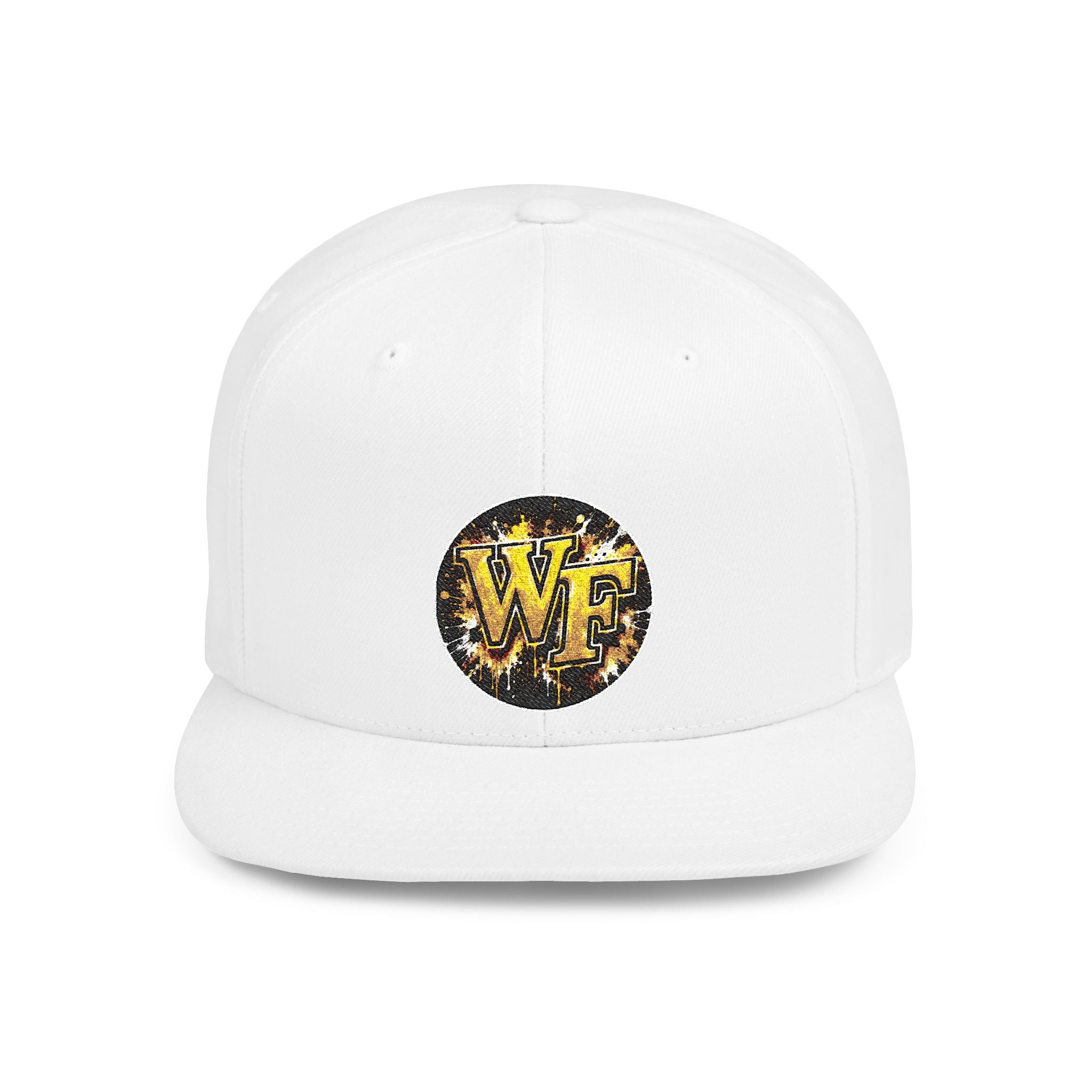 Snapback Hat — WF Gold Leopard Logo Flat Bill Cap