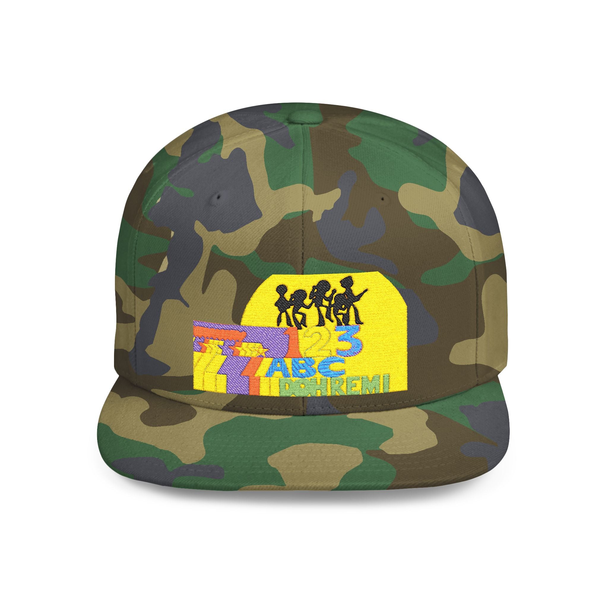 Flat Bill Snapback Hat — Retro Dance Crew Graphic Cap