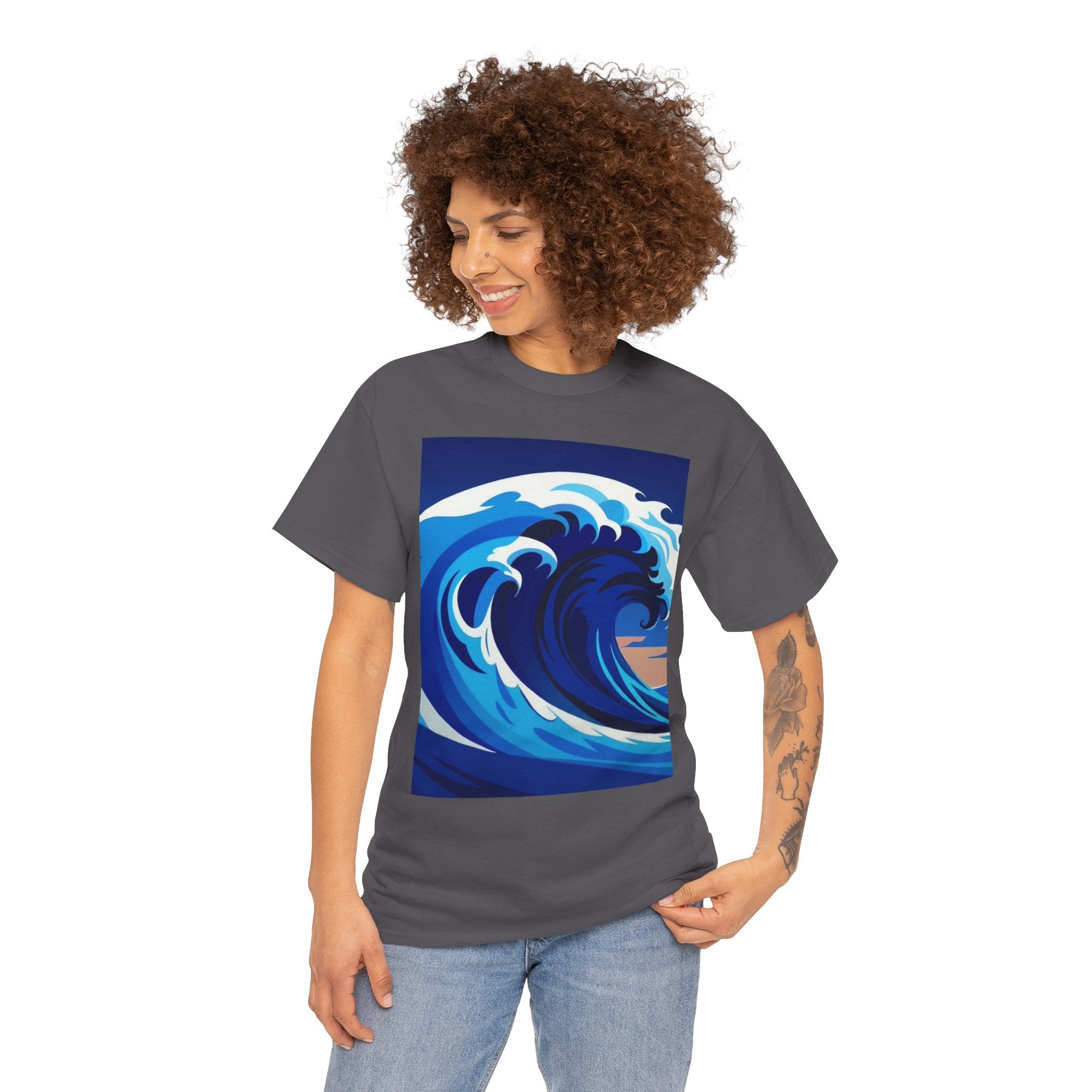 T-Shirt — Coastal Wave Graphic Tee (Ocean Sunset Wave Art)