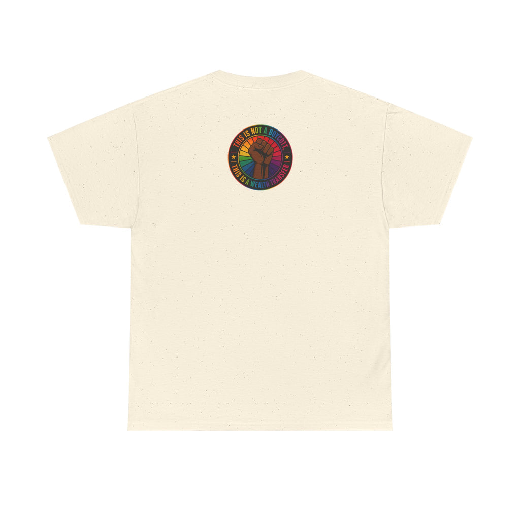 Graphic Tee — "I'm White, But Not THAT White" Illustration with Back Raised Fist Logo