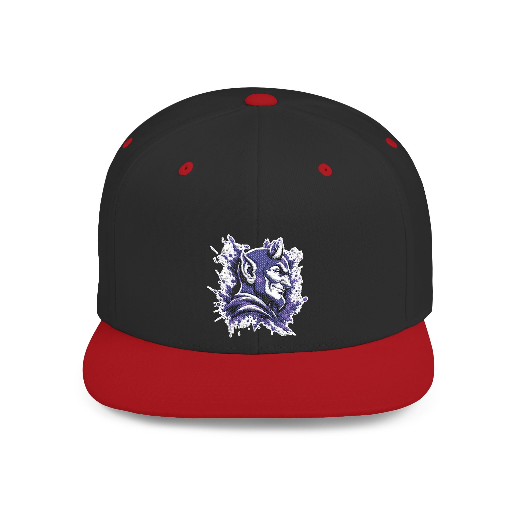 Snapback Hat — Abstract Purple Splash Crown Embroidered Flat Bill