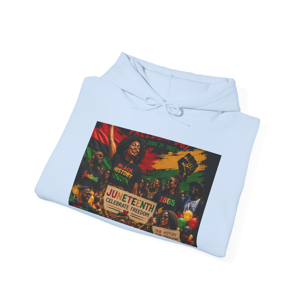 Juneteenth Celebration Hoodie — Juneteenth 1865 Freedom Retro Graphic Hooded Sweatshirt