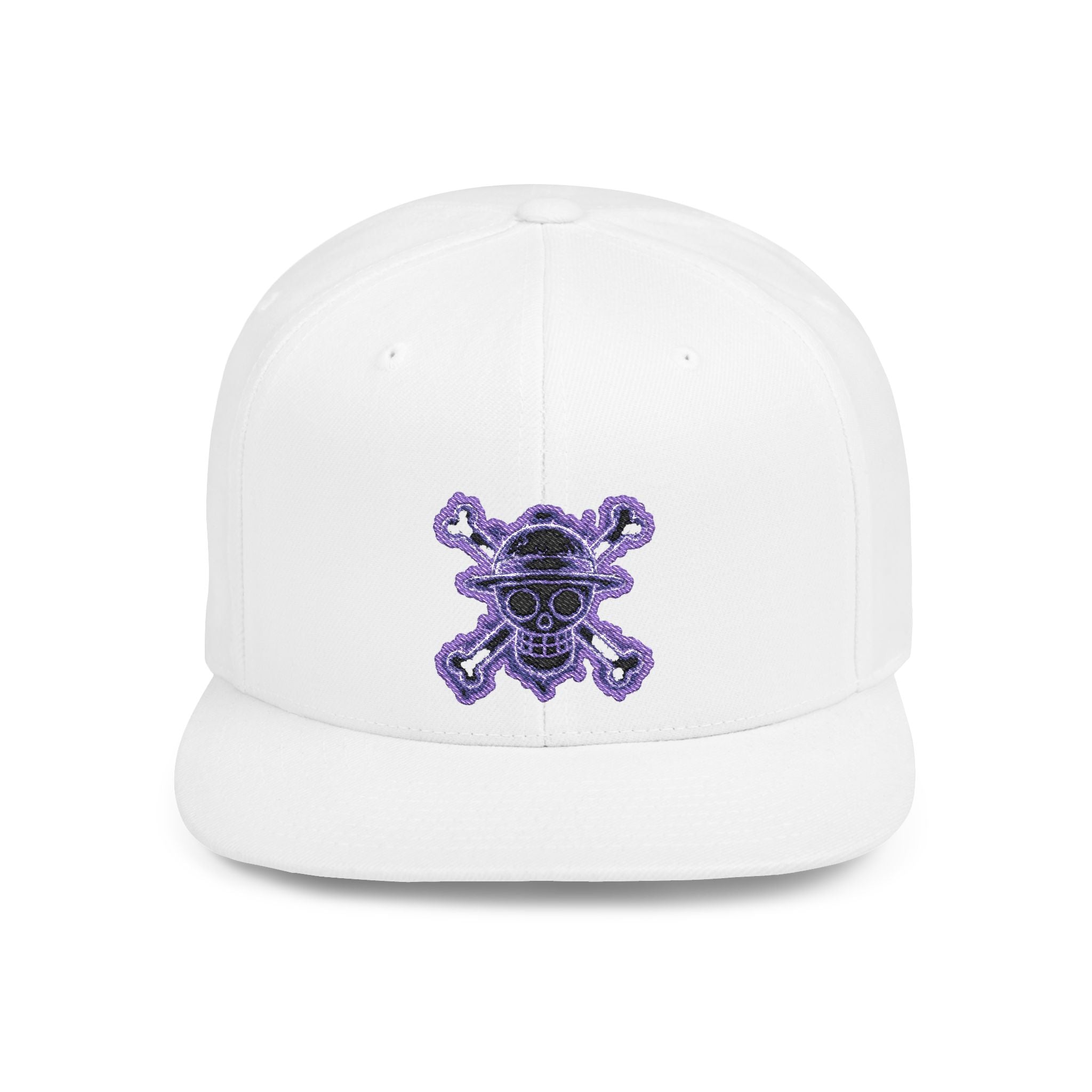 Purple Glitter Skull Snapback Hat - Flat Bill Adjustable Cap