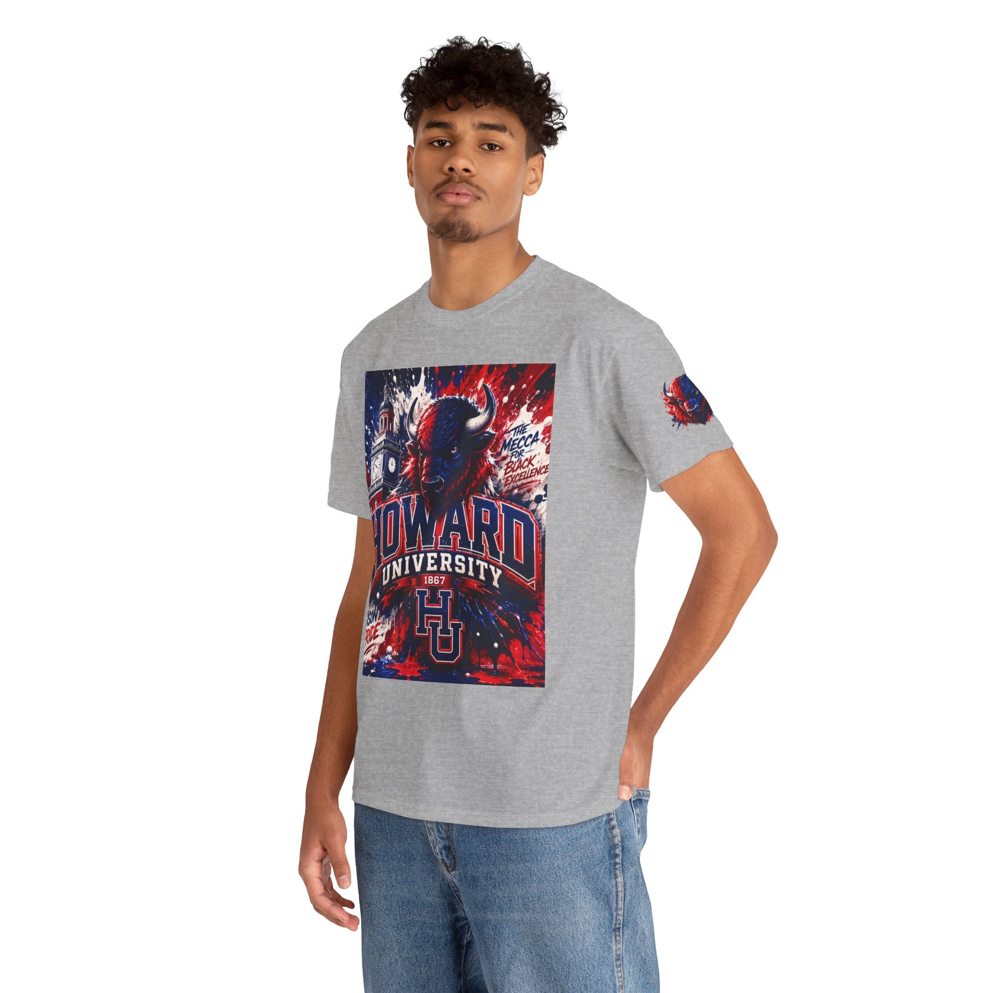 Howard University Buffalo Spirit Tee — HU Bison Red & Blue Campus Shirt