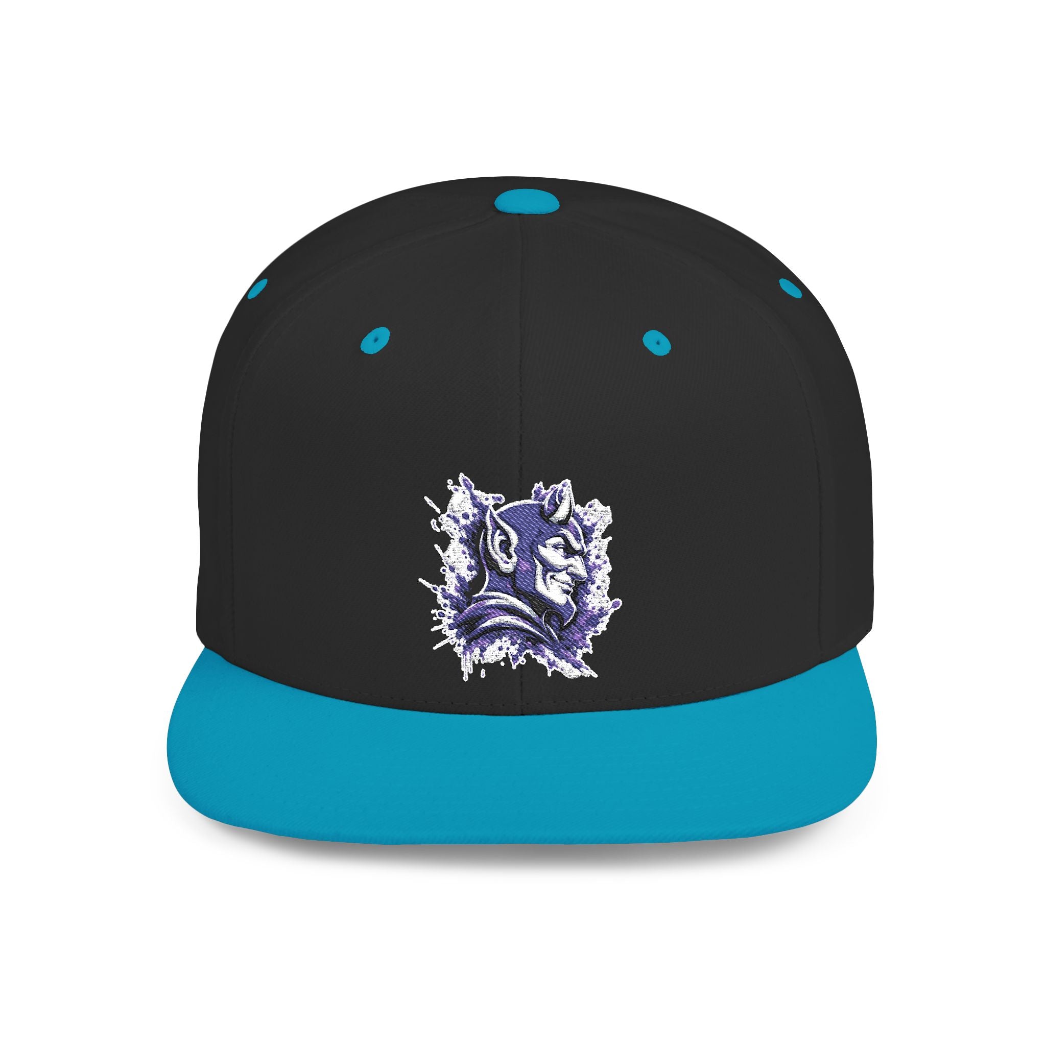 Snapback Hat — Abstract Purple Splash Crown Embroidered Flat Bill