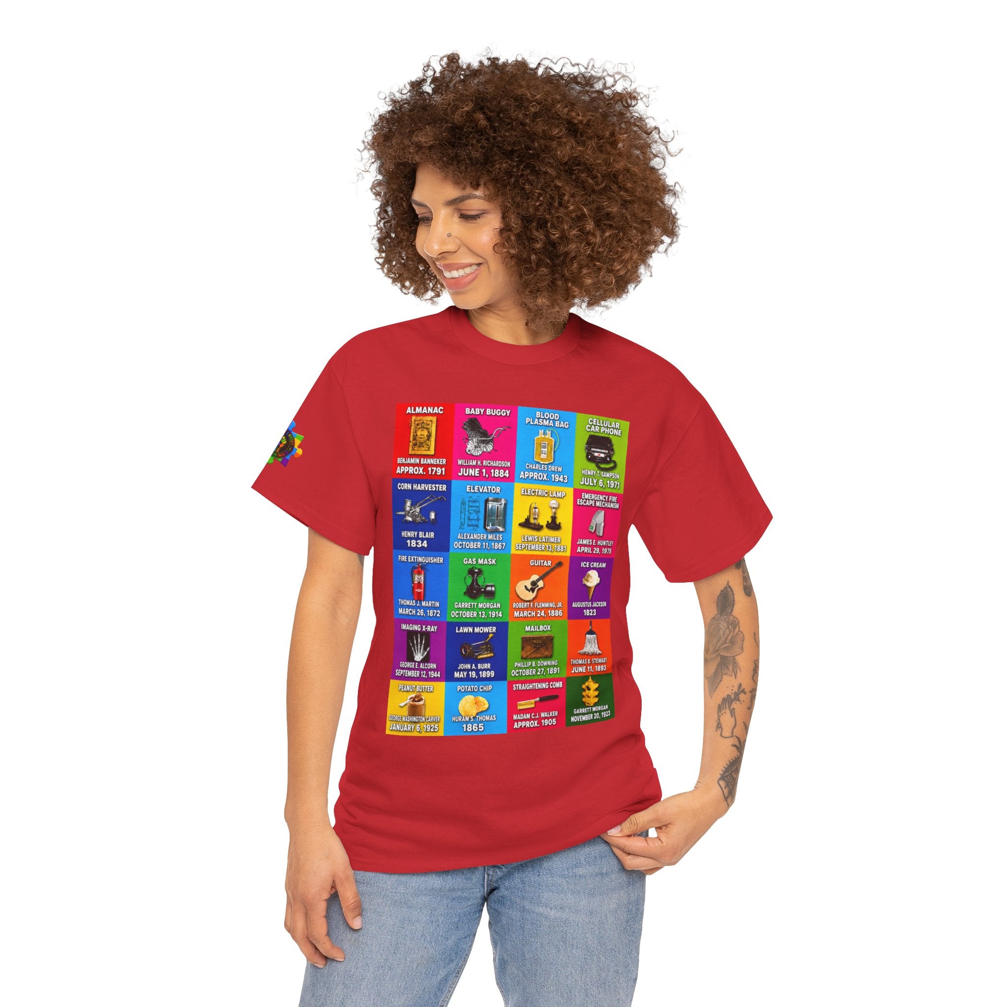 Black inventors Grid T‑Shirt — Colorful Historical Portraits Tee
