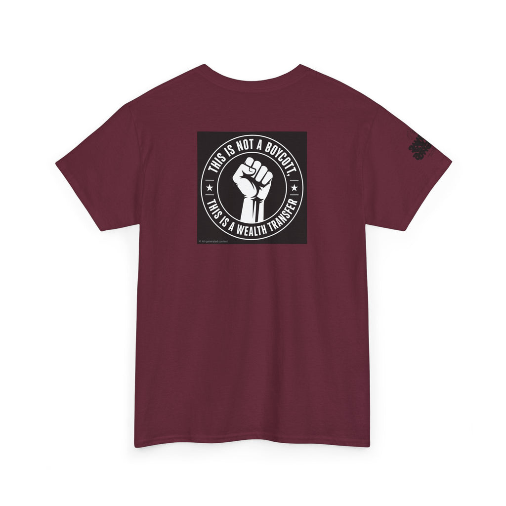 Graphic Tee — 'This Is Not A Boycott, This Is A Wealth Transfer' Back Print with Reading Child Artwork