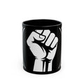 Solidarity Fist Mug — Black Coffee Cup with Raised Fist Design
