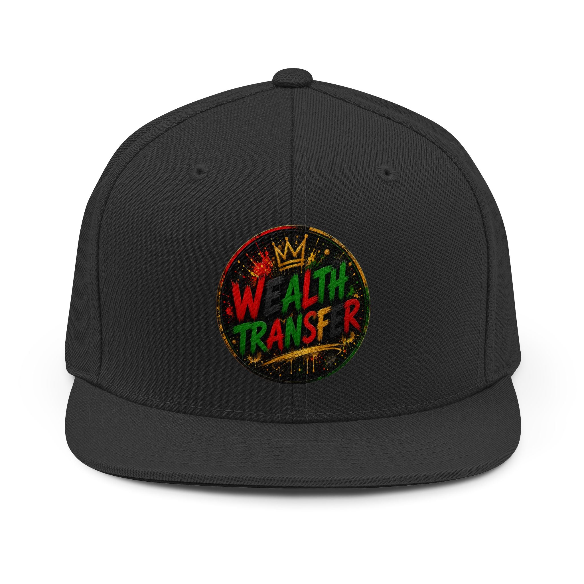 Wealth Transfer Snapback Hat — Bold Red & Green Street Art Cap
