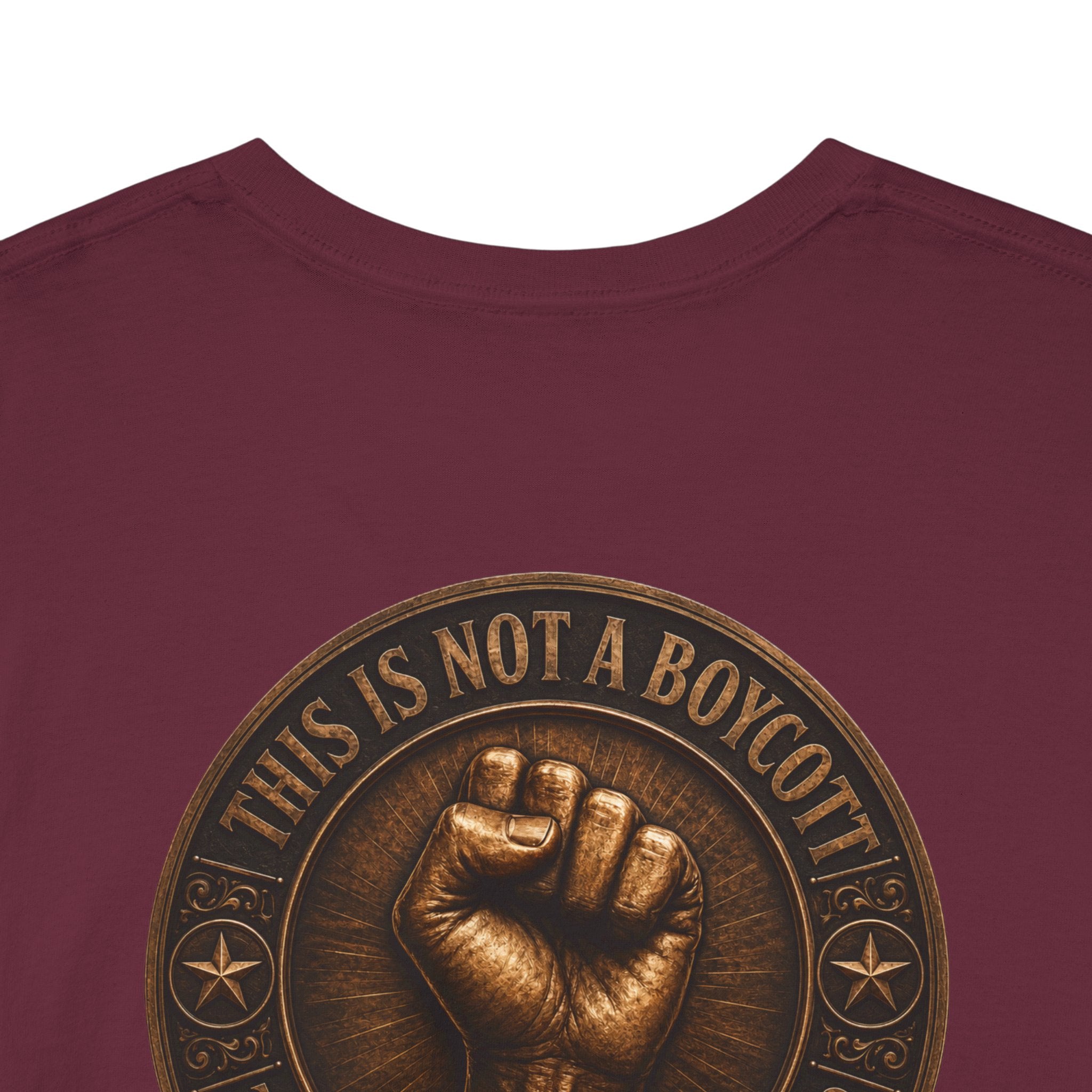 Graphic Tee — 'This Is Not A Boycott' Fist Emblem with Vintage Group Portrait