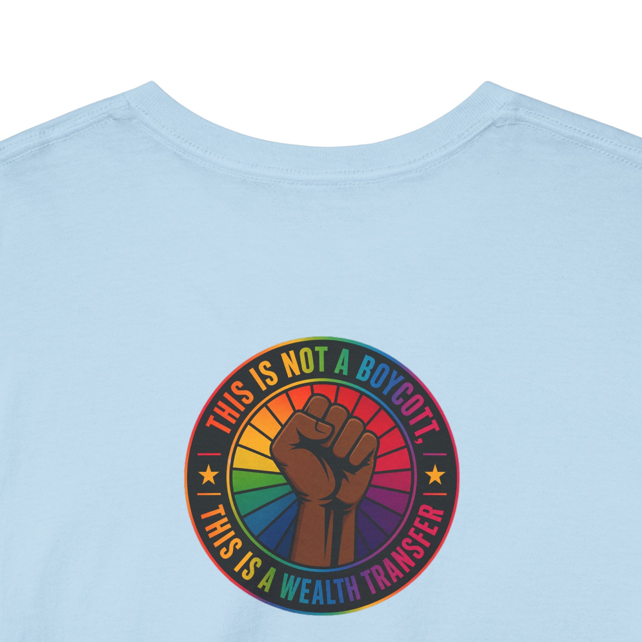 Graphic Tee — "I'm White, But Not THAT White" Illustration with Back Raised Fist Logo